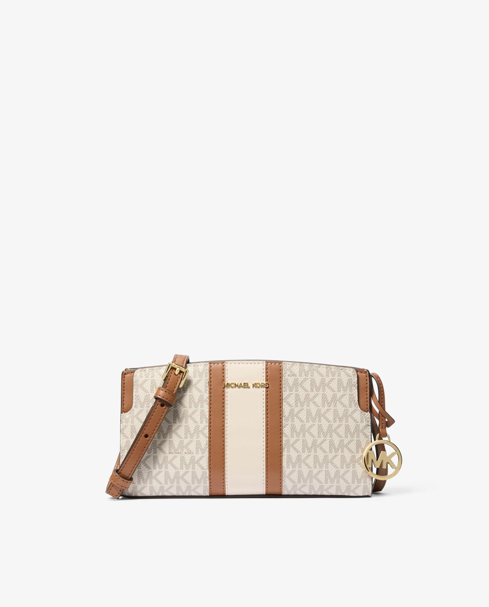 Bandolera de mujer becca pequeña con logotipo y rayas - Michael Michael Kors - Crema Crema-1