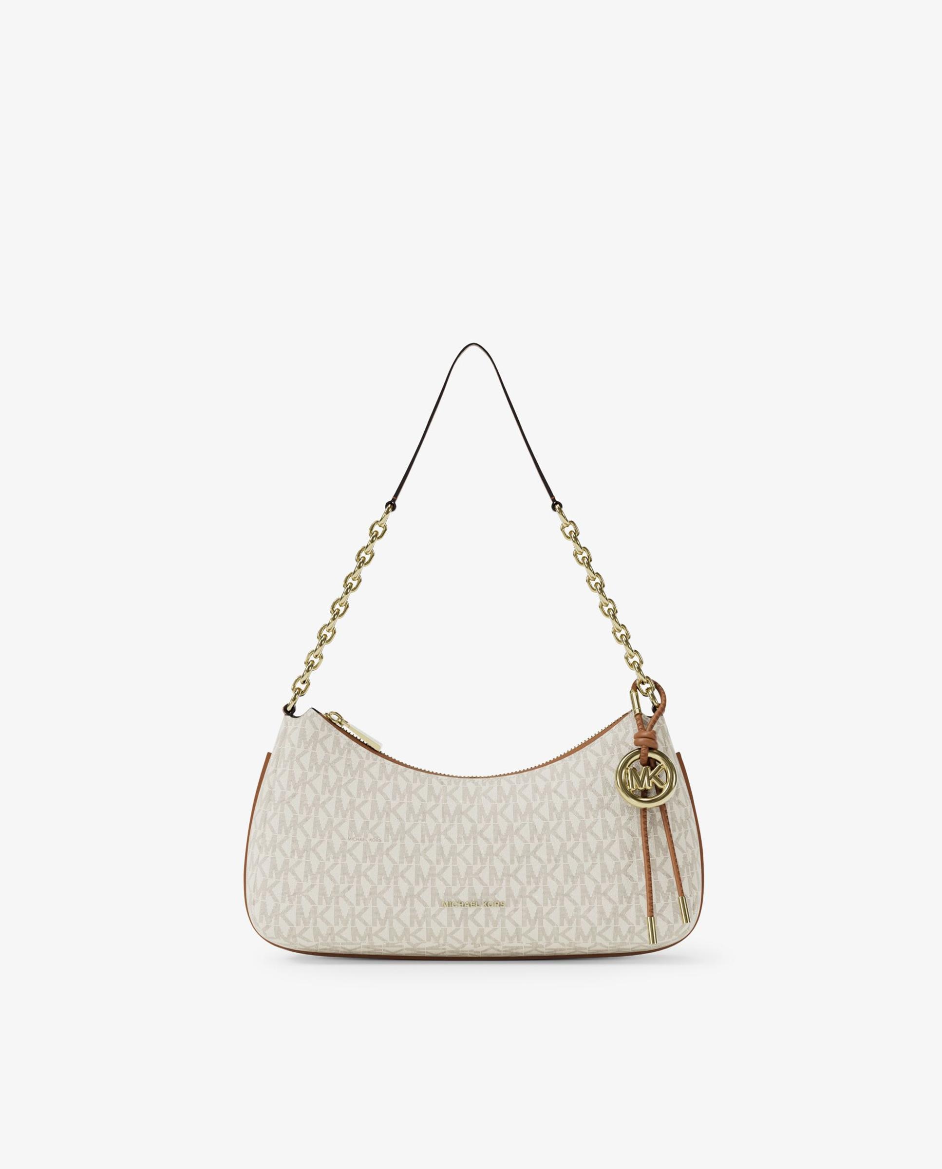 Bolso de hombro pochette mediano nolita con logotipo y cadena de eslabones - Michael Michael Kors - Crema Crema-1