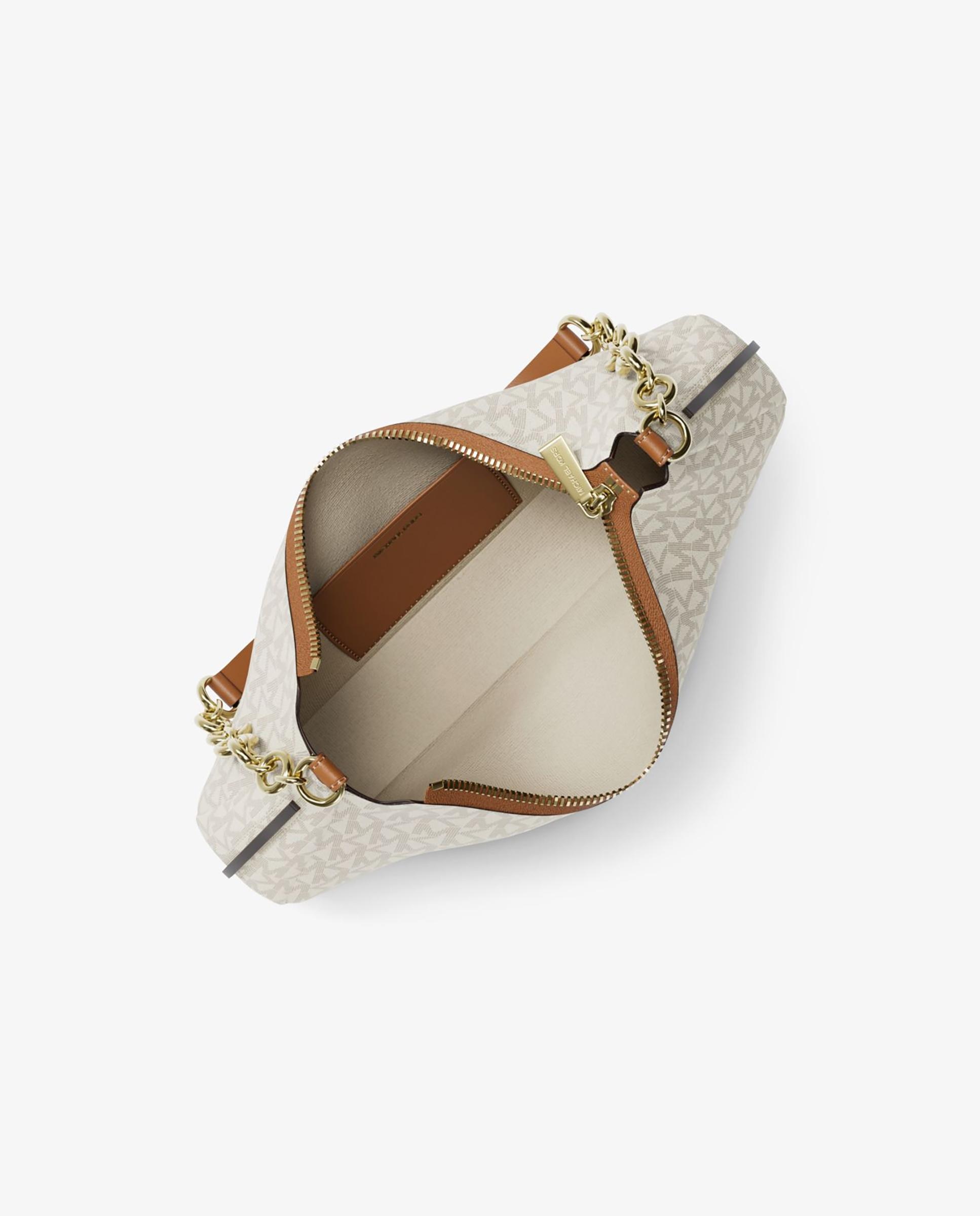 Bolso de hombro pochette mediano nolita con logotipo y cadena de eslabones - Michael Michael Kors - Crema Crema-4