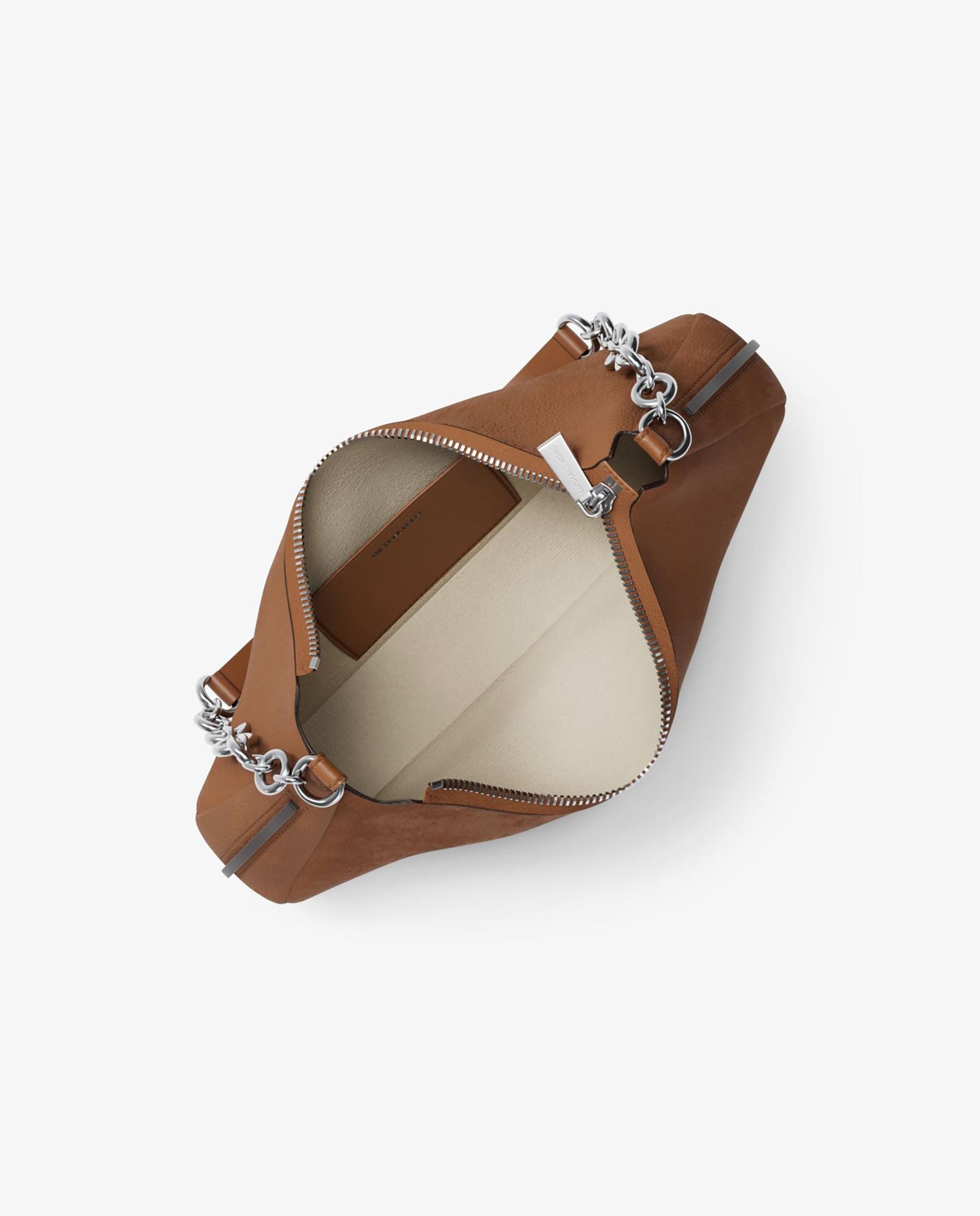 Bolso de hombro pochette nolita mediano de nobuck con cadena - Michael Michael Kors - Canela Canela-4
