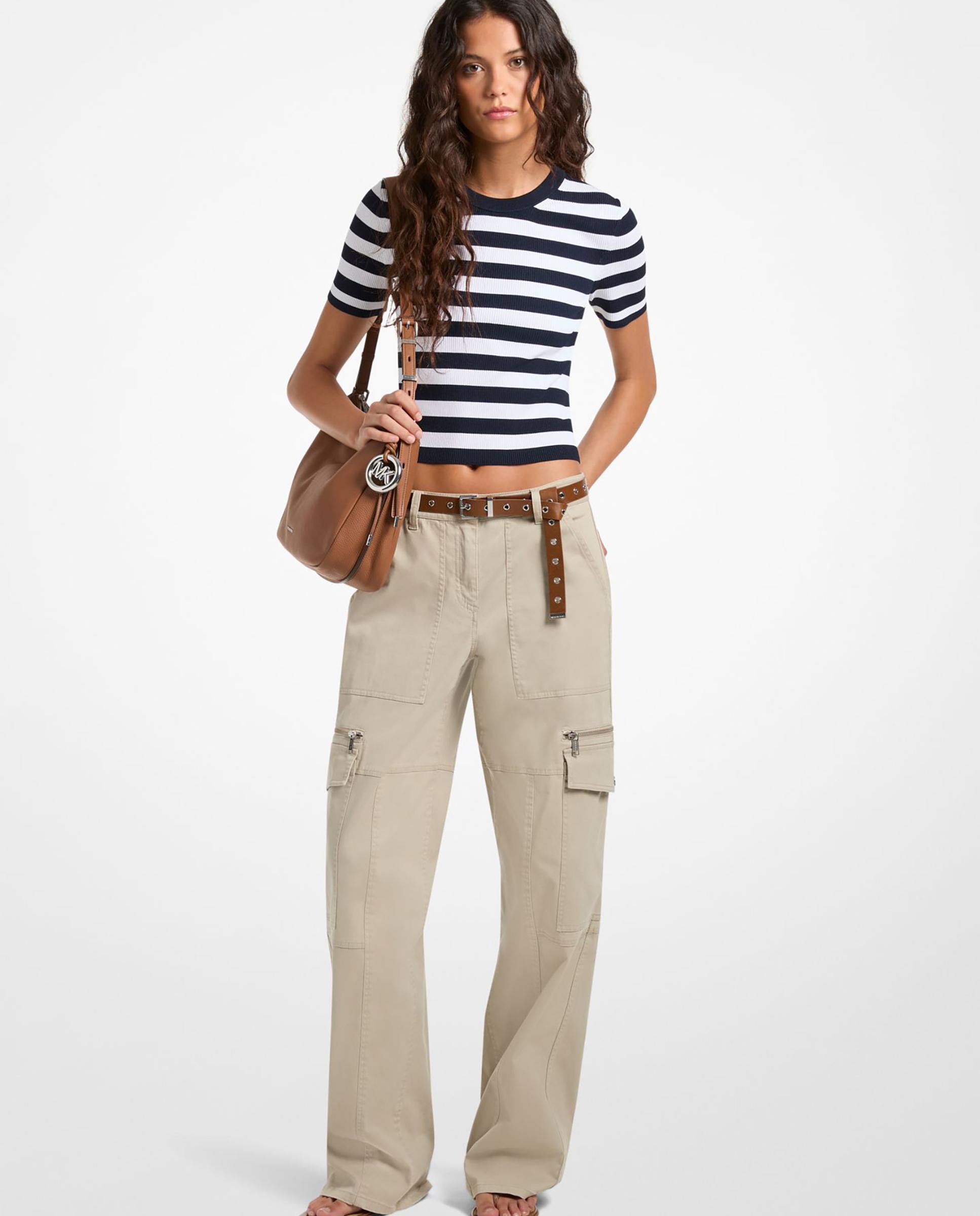 Michael Michael Kors - Pantalones rectos de mujer cargo de algodón elástico.