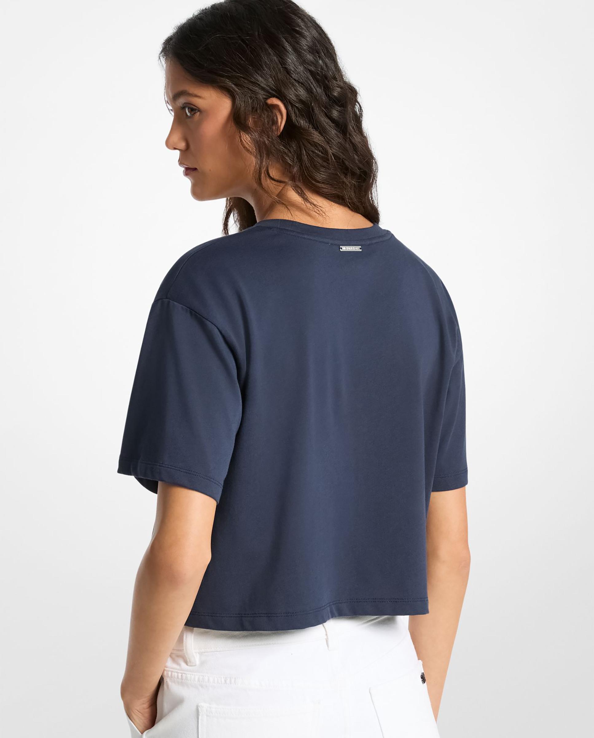 Camiseta de mujer de algodón con logotipo bordado - Michael Michael Kors - Azul marino Azul marino-2
