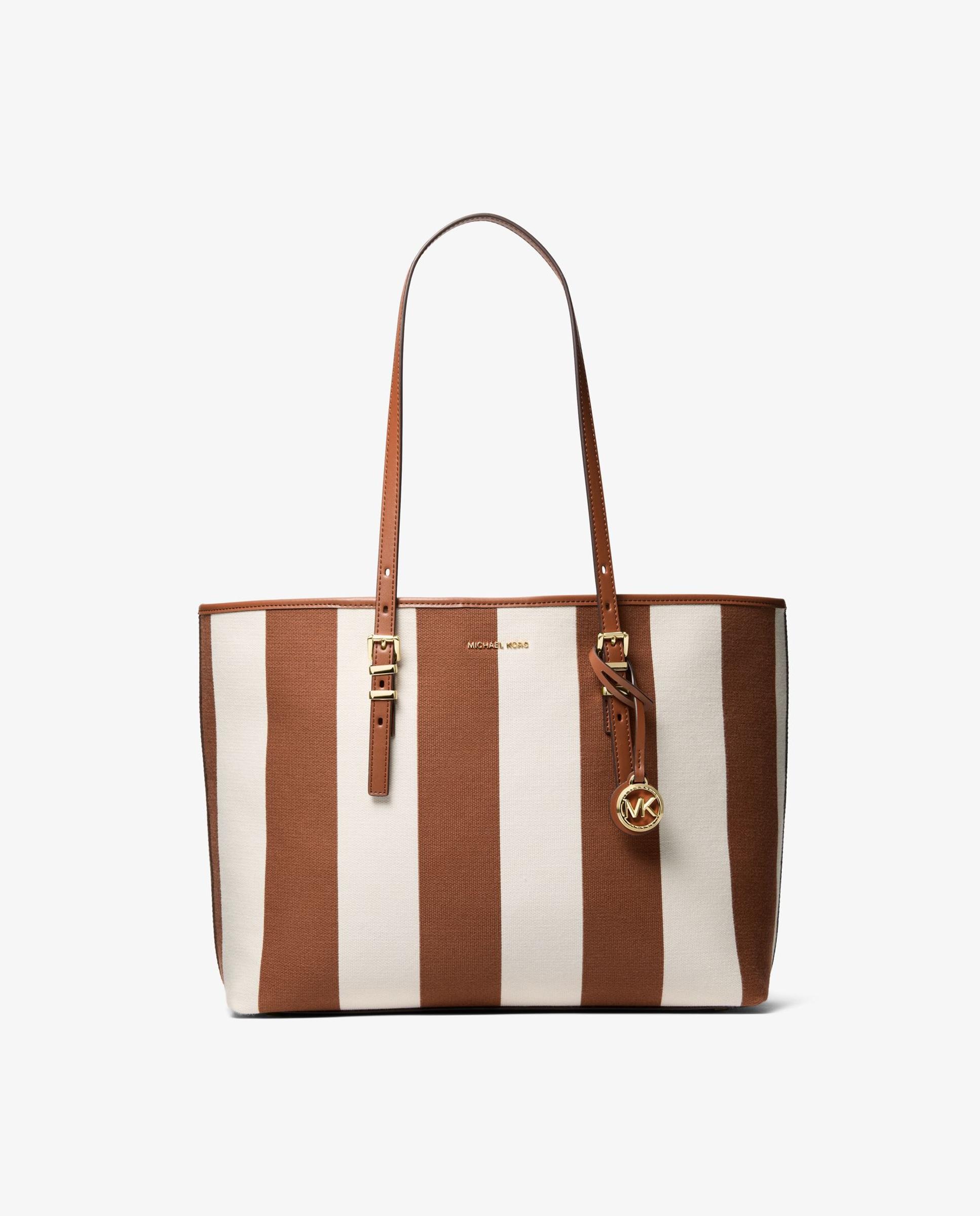 Imagen 0 de Bolso shopper tote quinn grande de lona a rayas Marrón