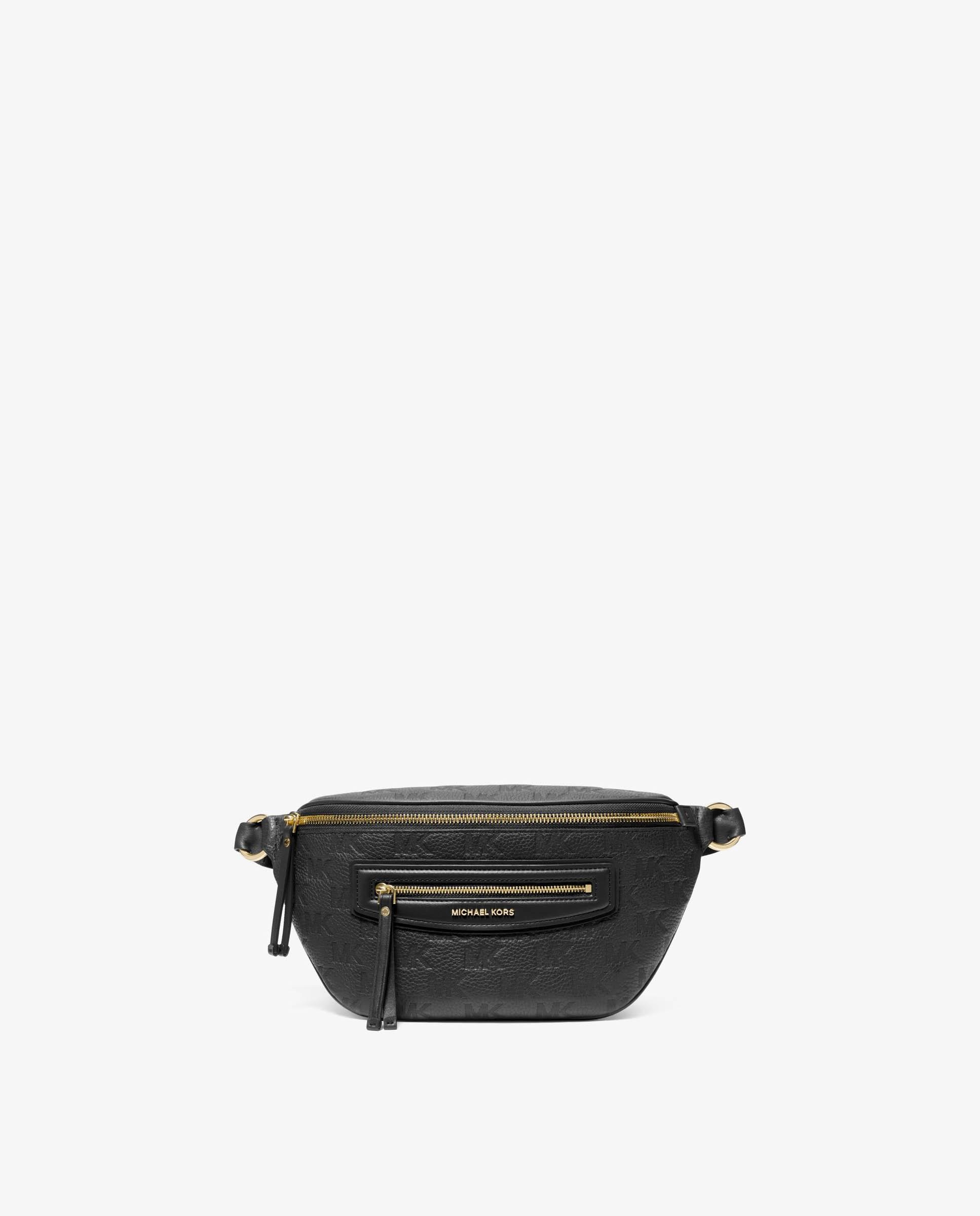 Riñonera bandolera jet set travel mediana de piel con logotipo en relieve - Michael Michael Kors - Negro Negro-1
