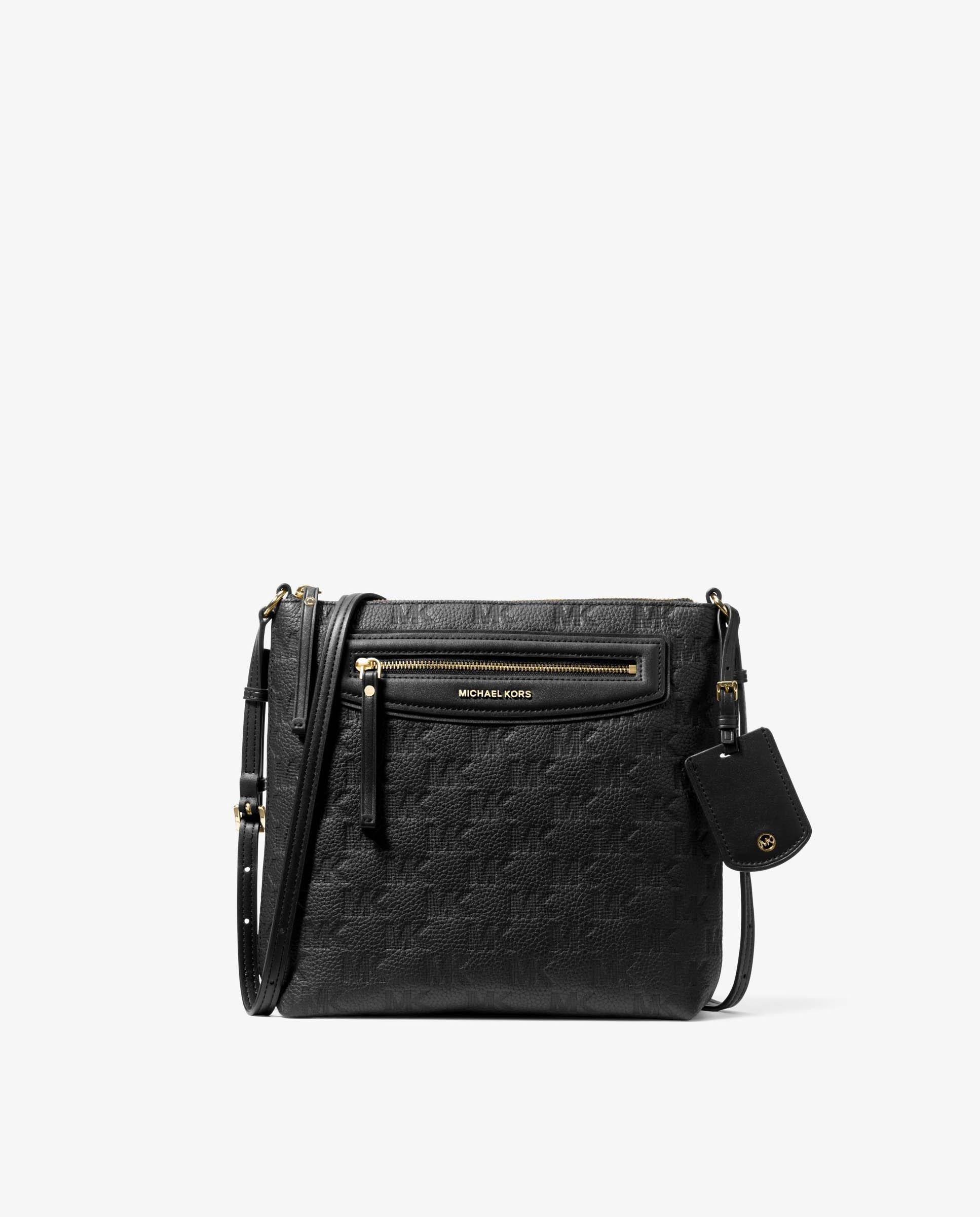 Bandolera de mujer jet set travel grande de piel con logotipo en relieve - Michael Michael Kors - Negro Negro-1