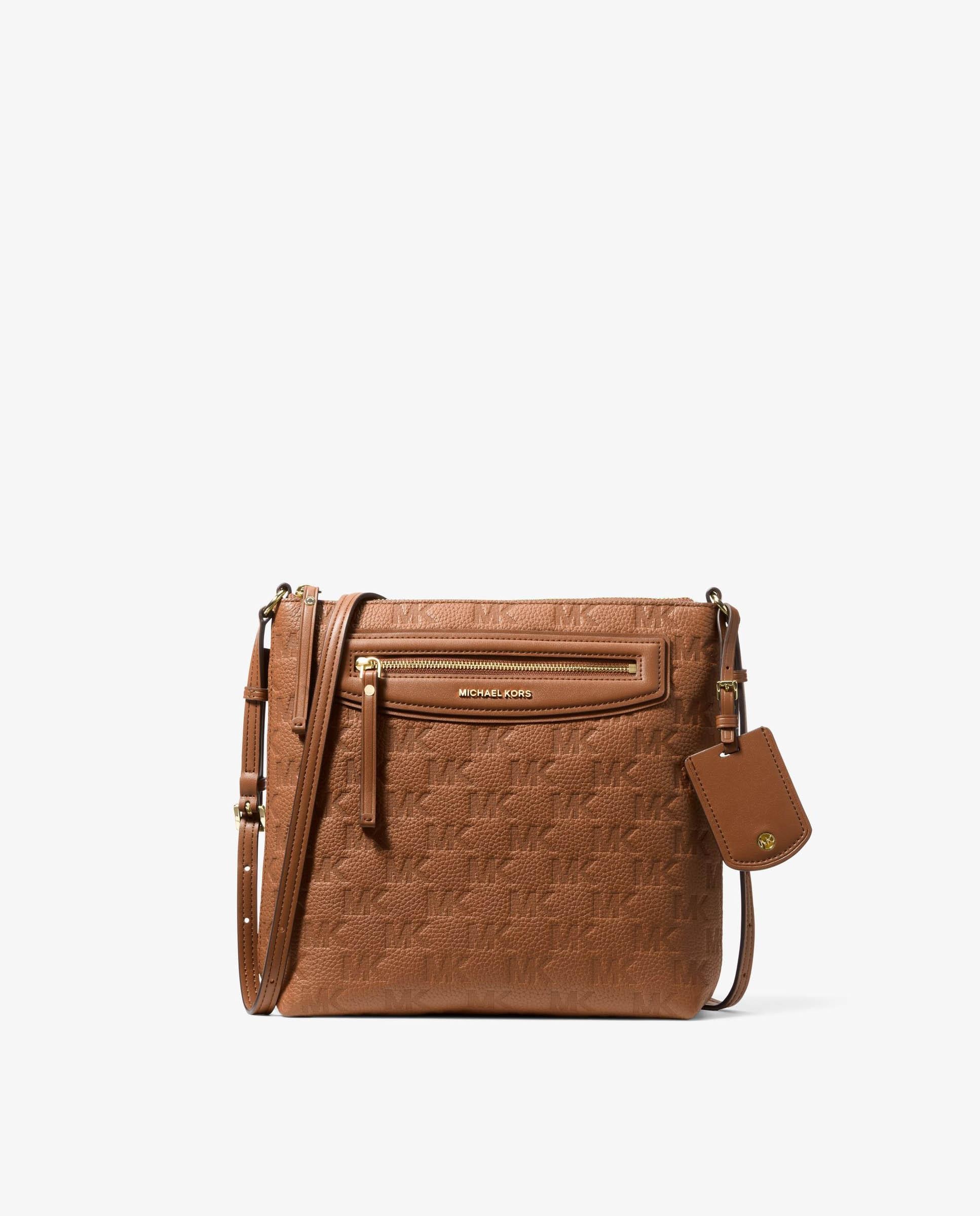 Bandolera de mujer jet set travel grande de piel con logotipo en relieve - Michael Michael Kors - Marrón claro Marrón claro-1