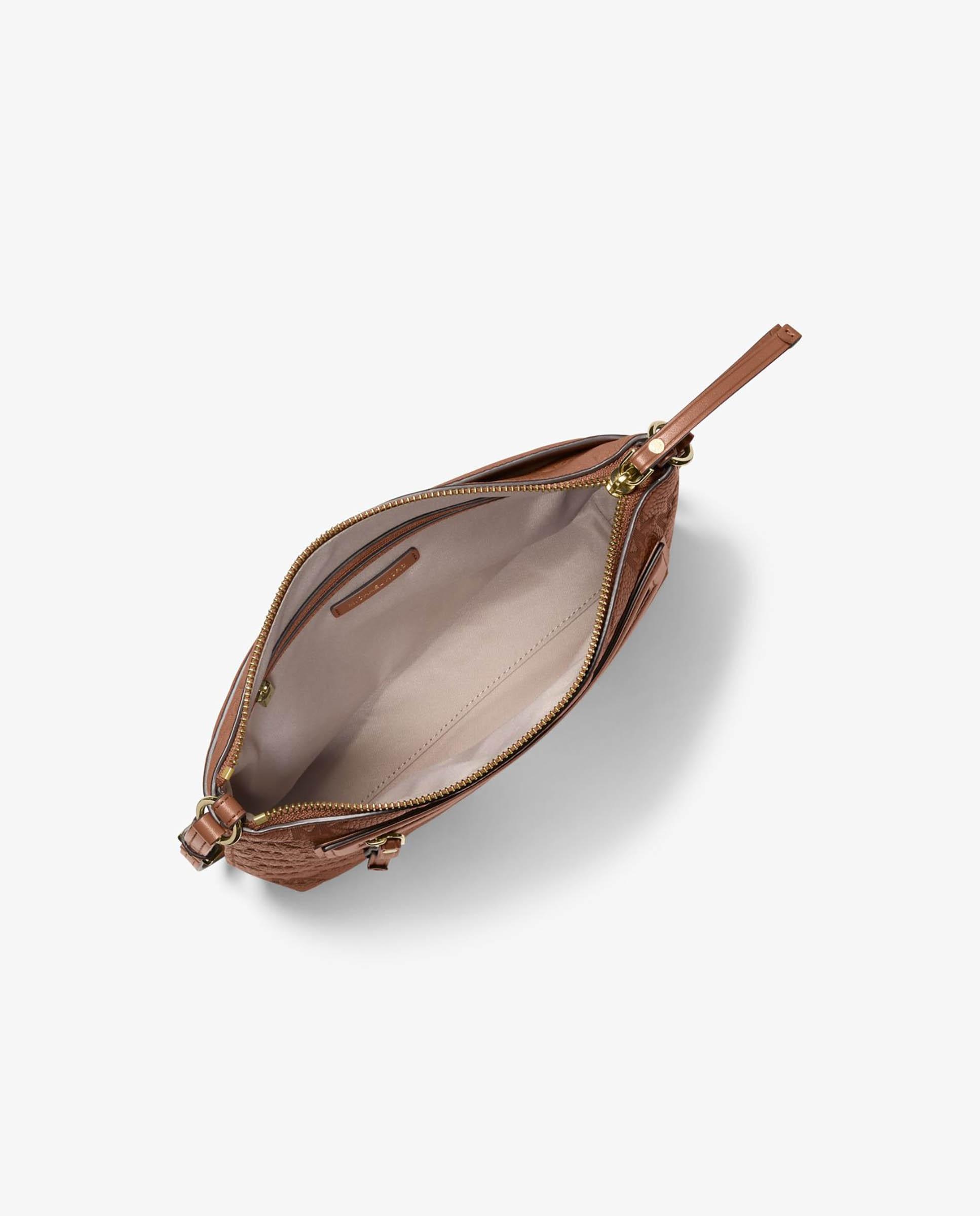 Bandolera de mujer jet set travel grande de piel con logotipo en relieve - Michael Michael Kors - Marrón claro Marrón claro-3