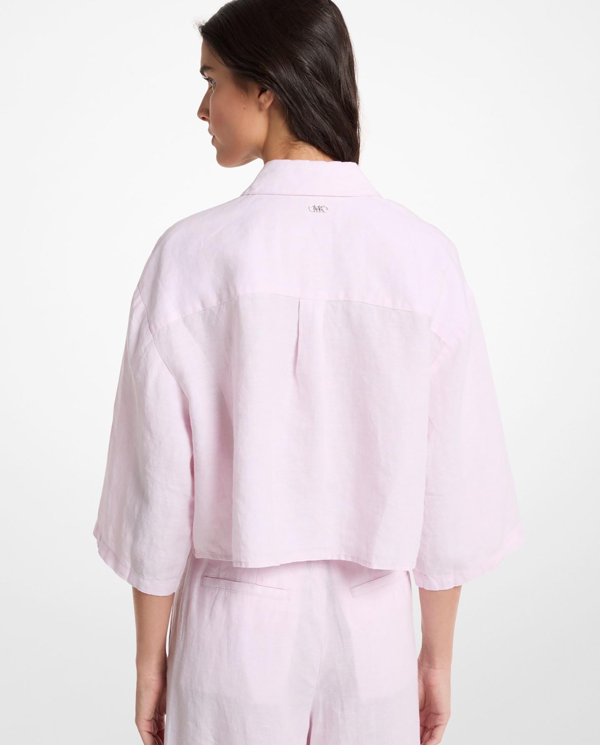 Camisa de mujer corta de lino - Michael Michael Kors - Rosa claro Rosa claro-2