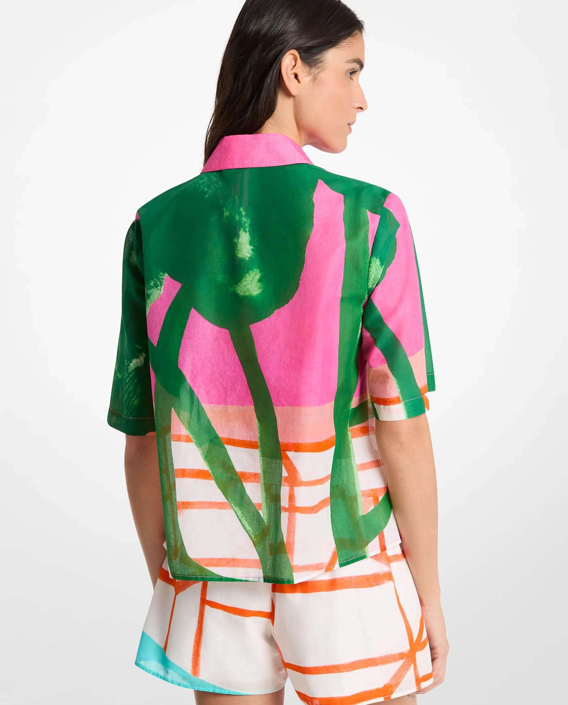 Camisa de mujer 100% algodón michael kors x christina zimpel - Michael Michael Kors - Rosa / Verde Rosa / Verde-2