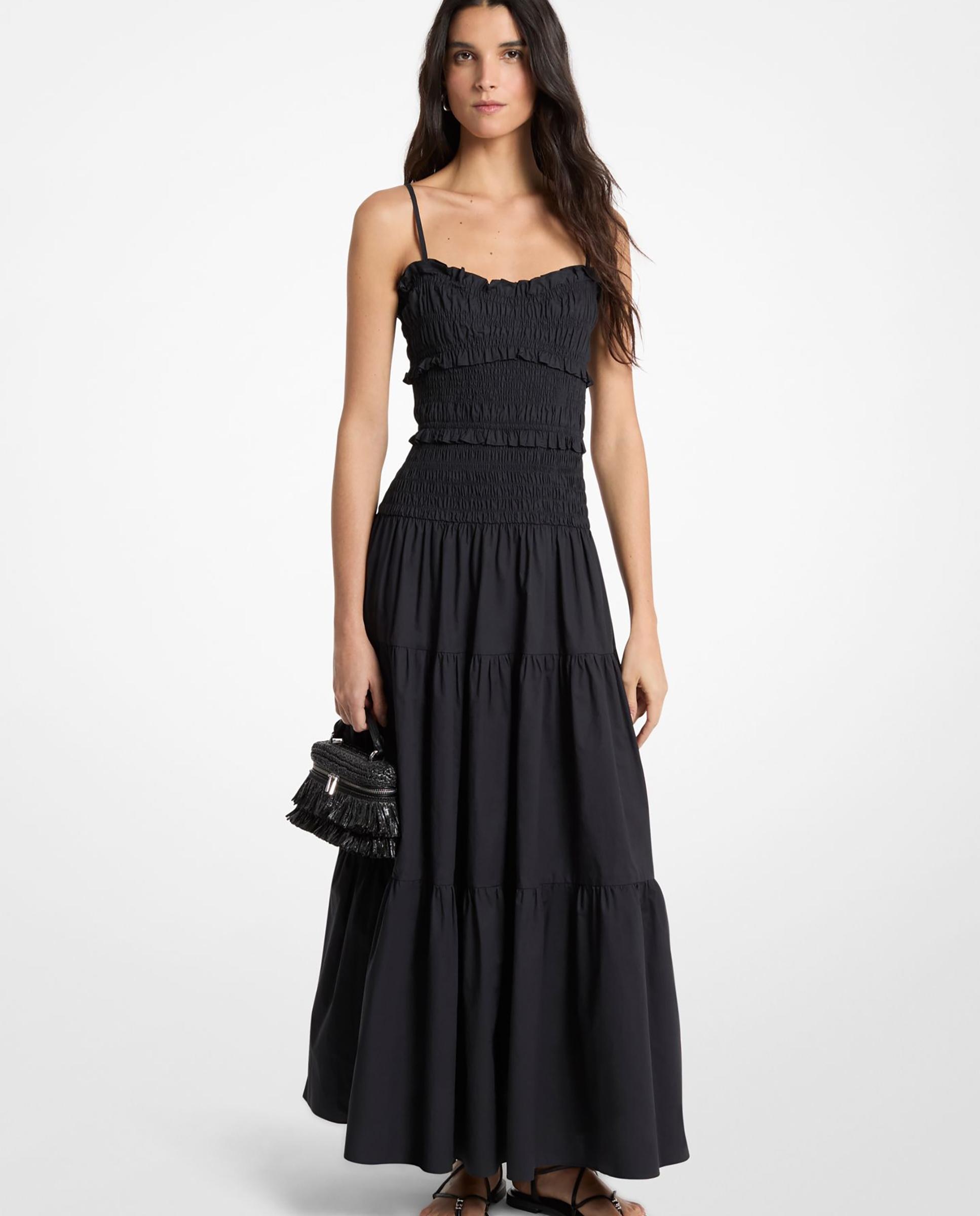 Michael Michael Kors - Vestido largo fruncido de popelina de algodón.