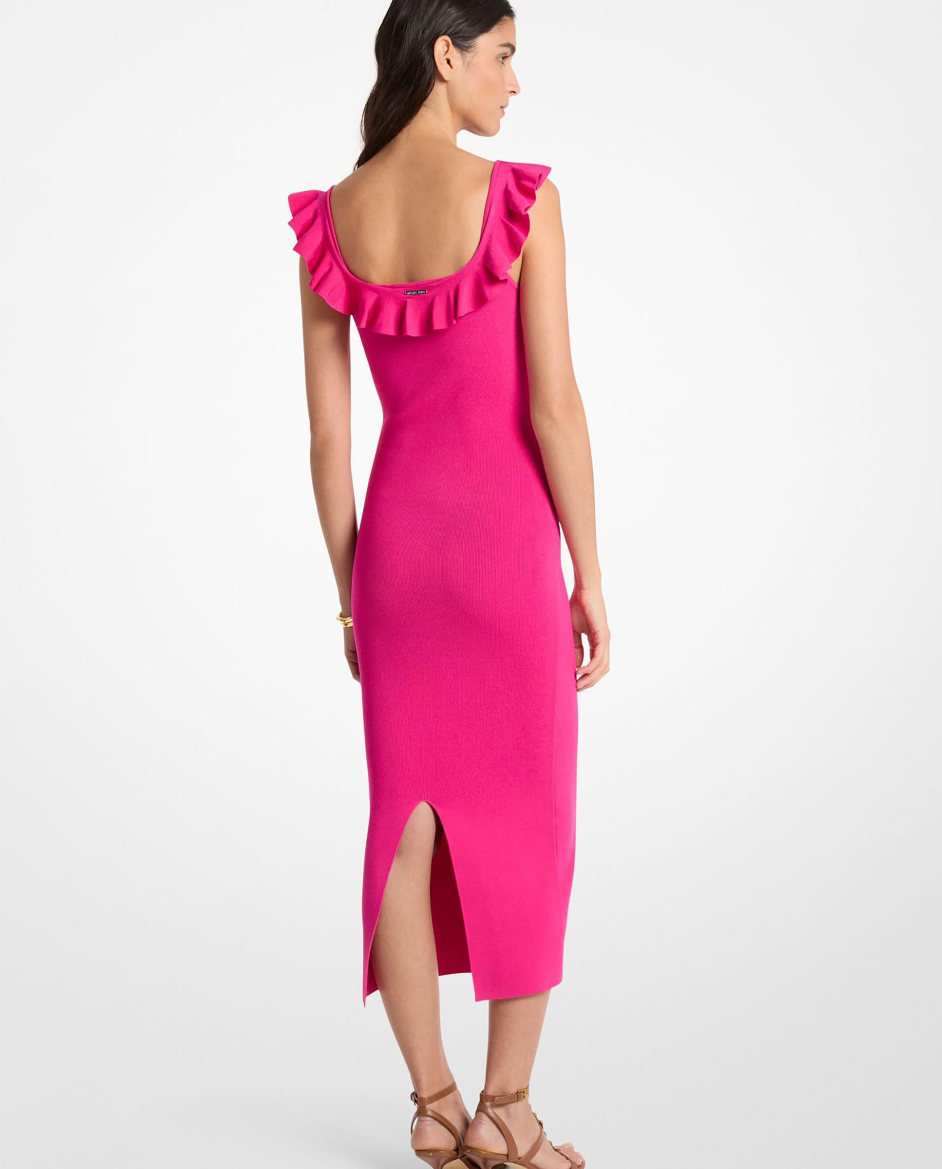 Vestido midi de viscosa elástica con volantes - Michael Michael Kors - Fucsia Fucsia-2