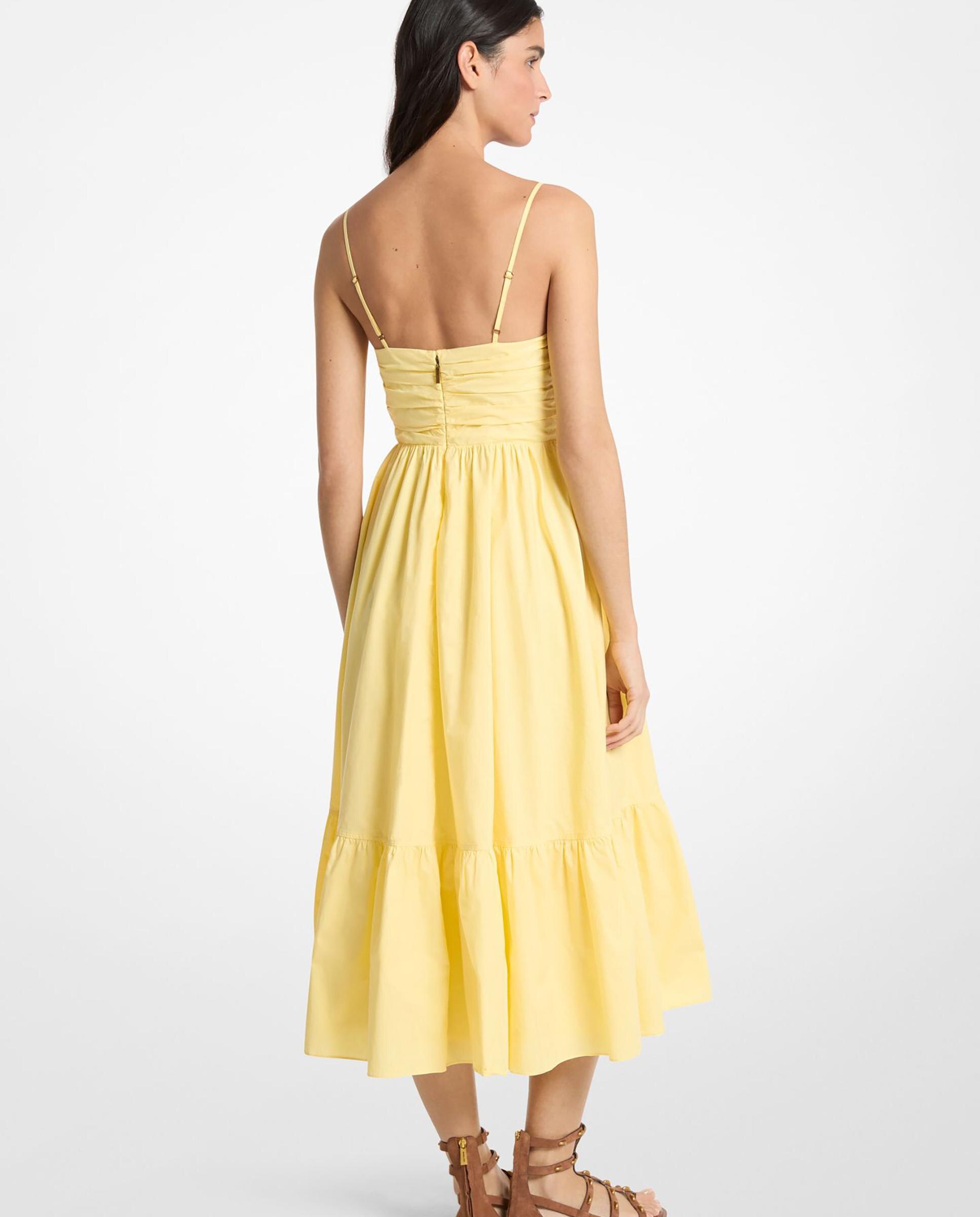 Vestido midi 100% popelina de algodón con volante - Michael Michael Kors - Limón Limón-2