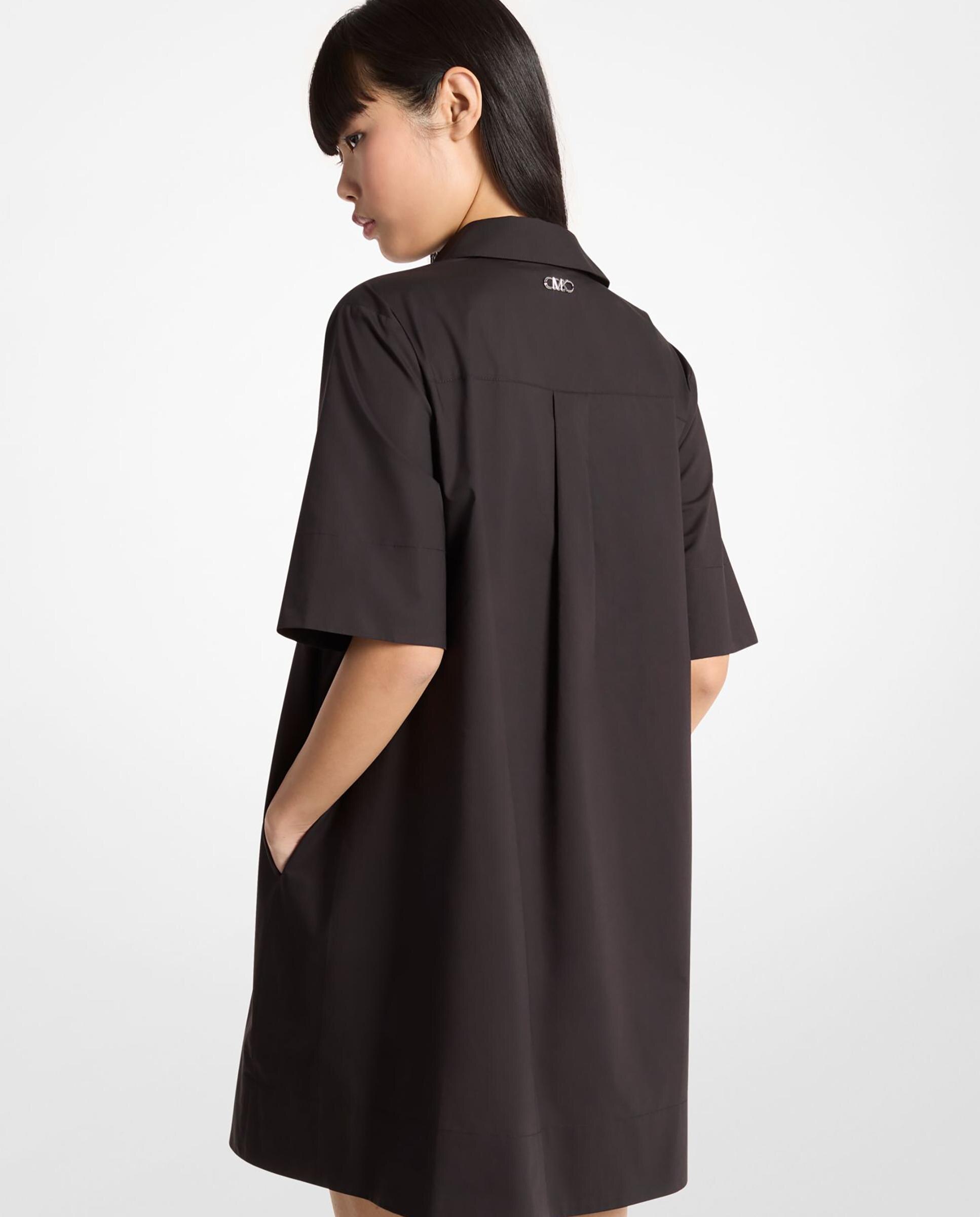 Vestido corto camisero 100% algodón - Michael Michael Kors - Blanco Negro-2