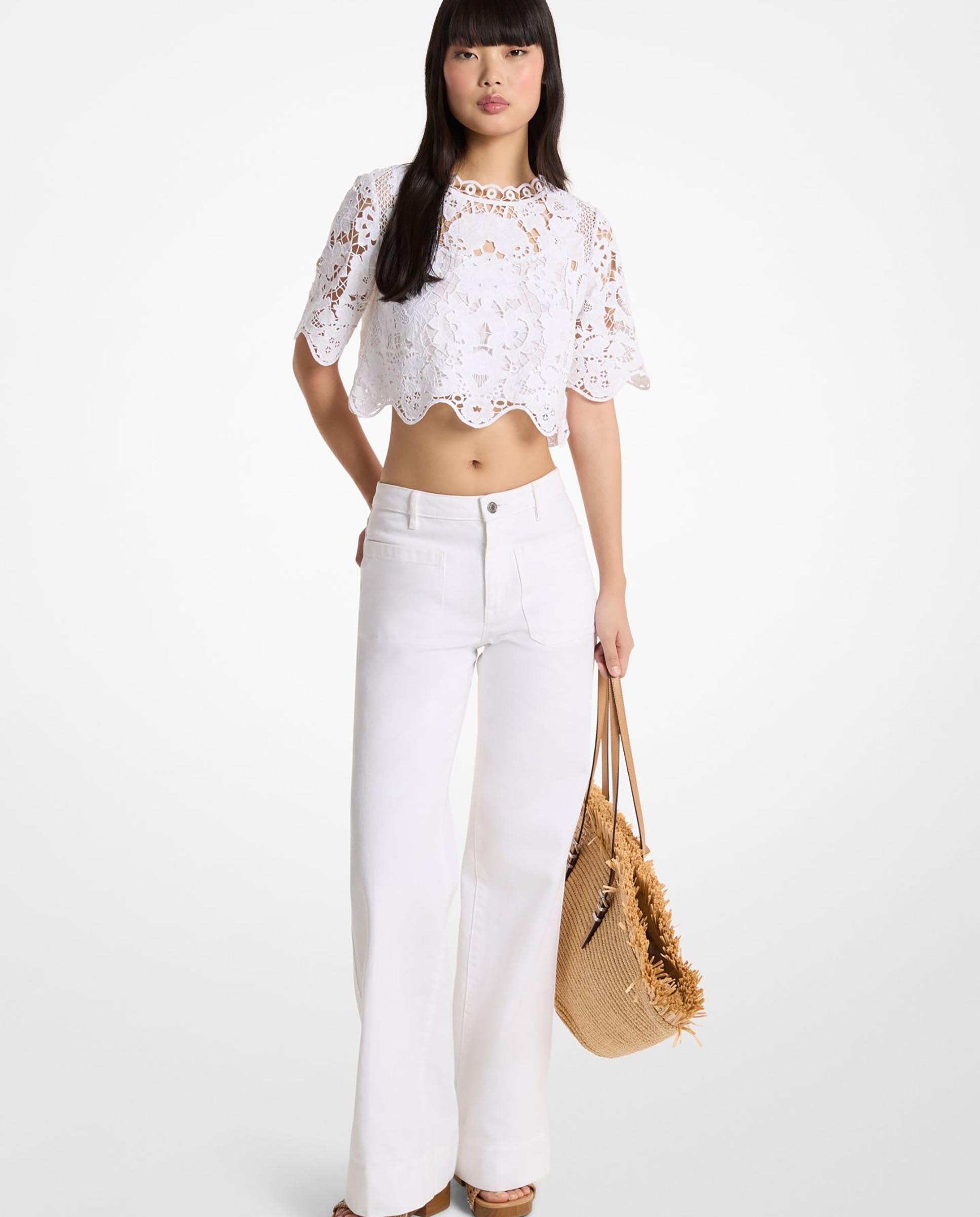 Michael Michael Kors - Vaquero ancho de mujer violette de denim elástico.