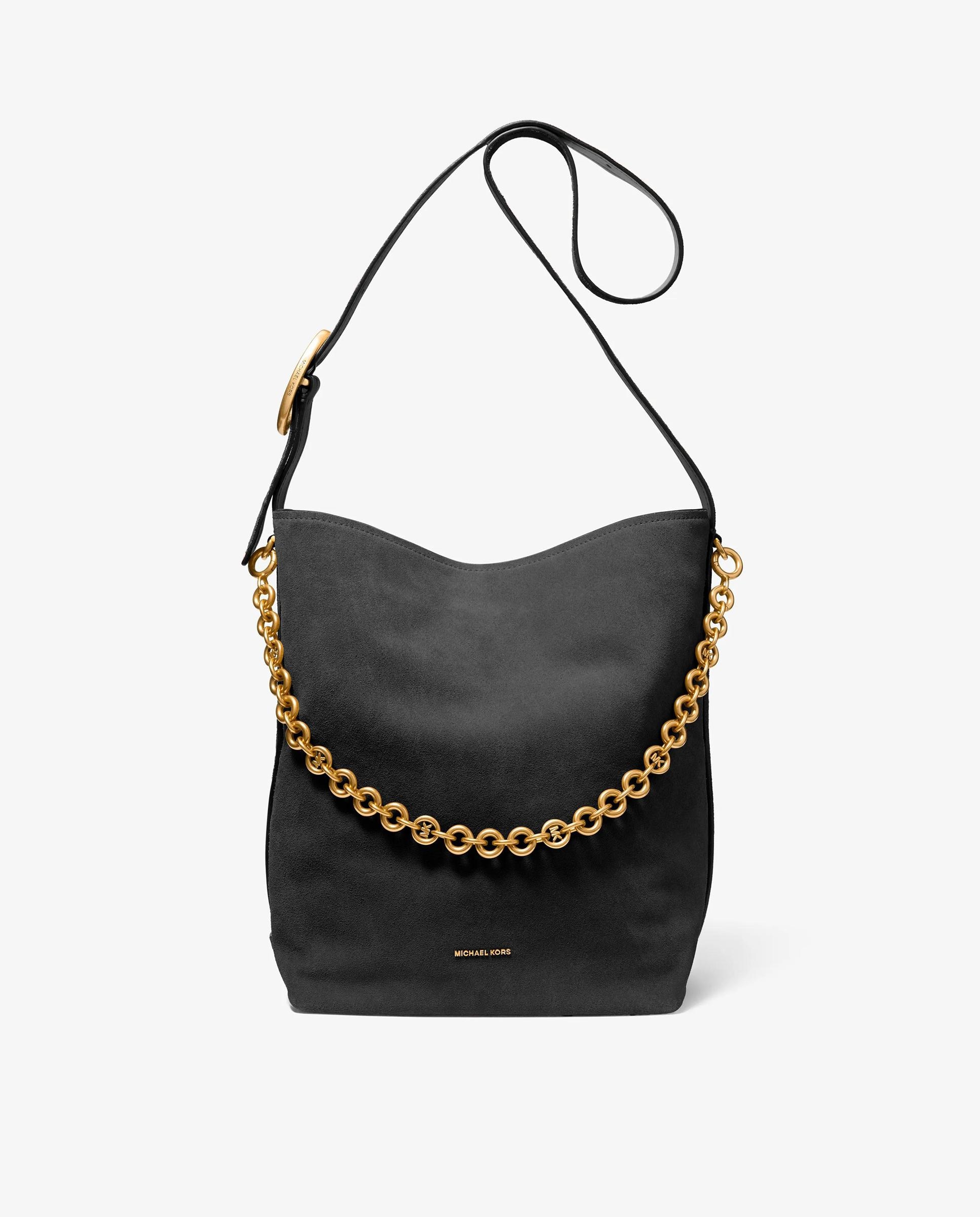 Bolso de hombro tote nolita grande de ante tipo bombonera - Michael Michael Kors - Negro Negro-1