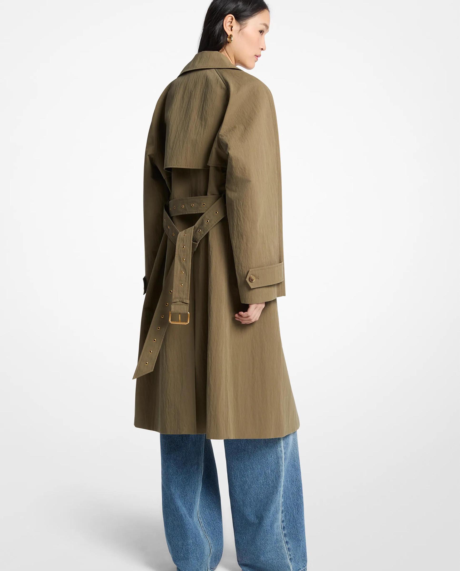 Gabardina de mujer oversize de algodón lavado y nailon - Michael Michael Kors - Kaki Kaki-2