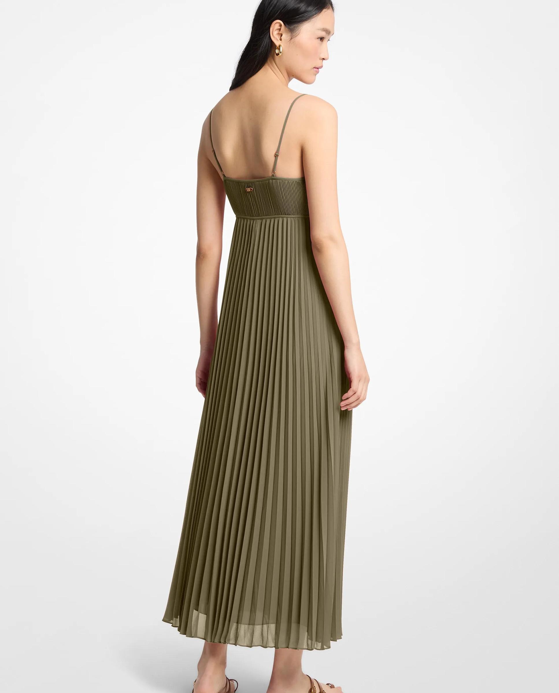 Vestido largo de georgette plisado - Michael Michael Kors - Musgo Musgo-2