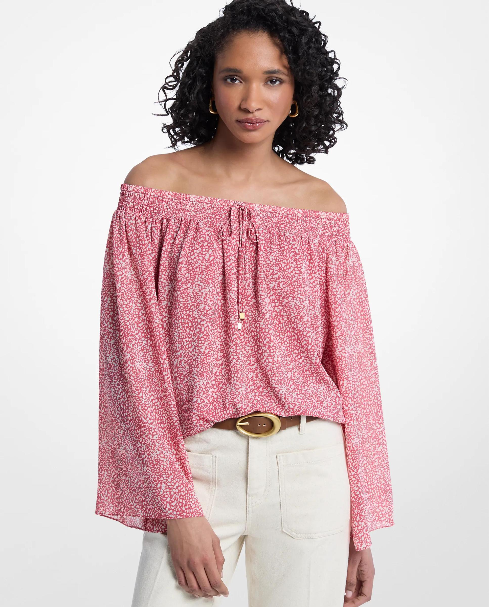 Imagen 0 de Top de mujer de georgette con hombros descubiertos Rosa