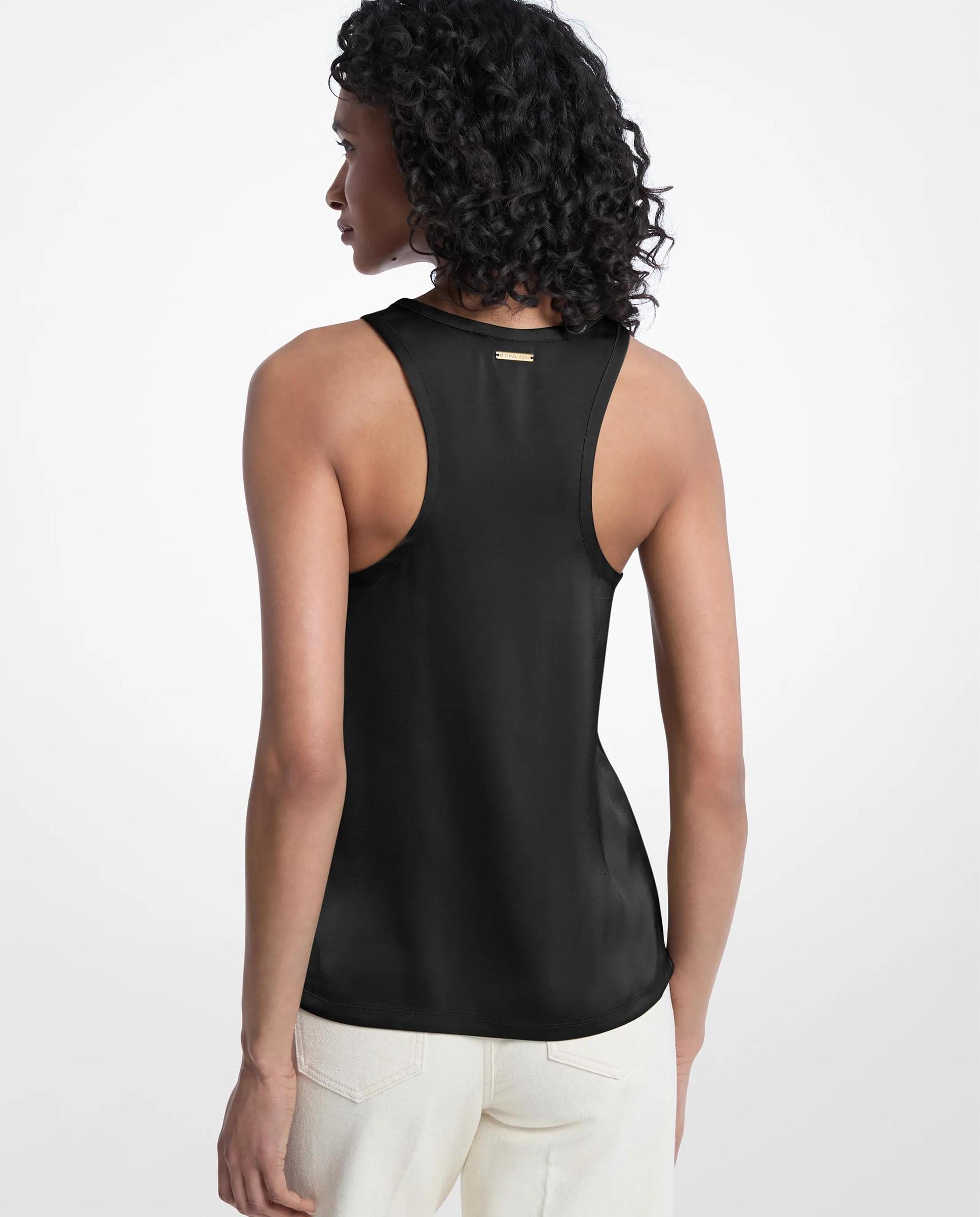 Camiseta de mujer de tirantes de satén - Michael Michael Kors - Negro Negro-2