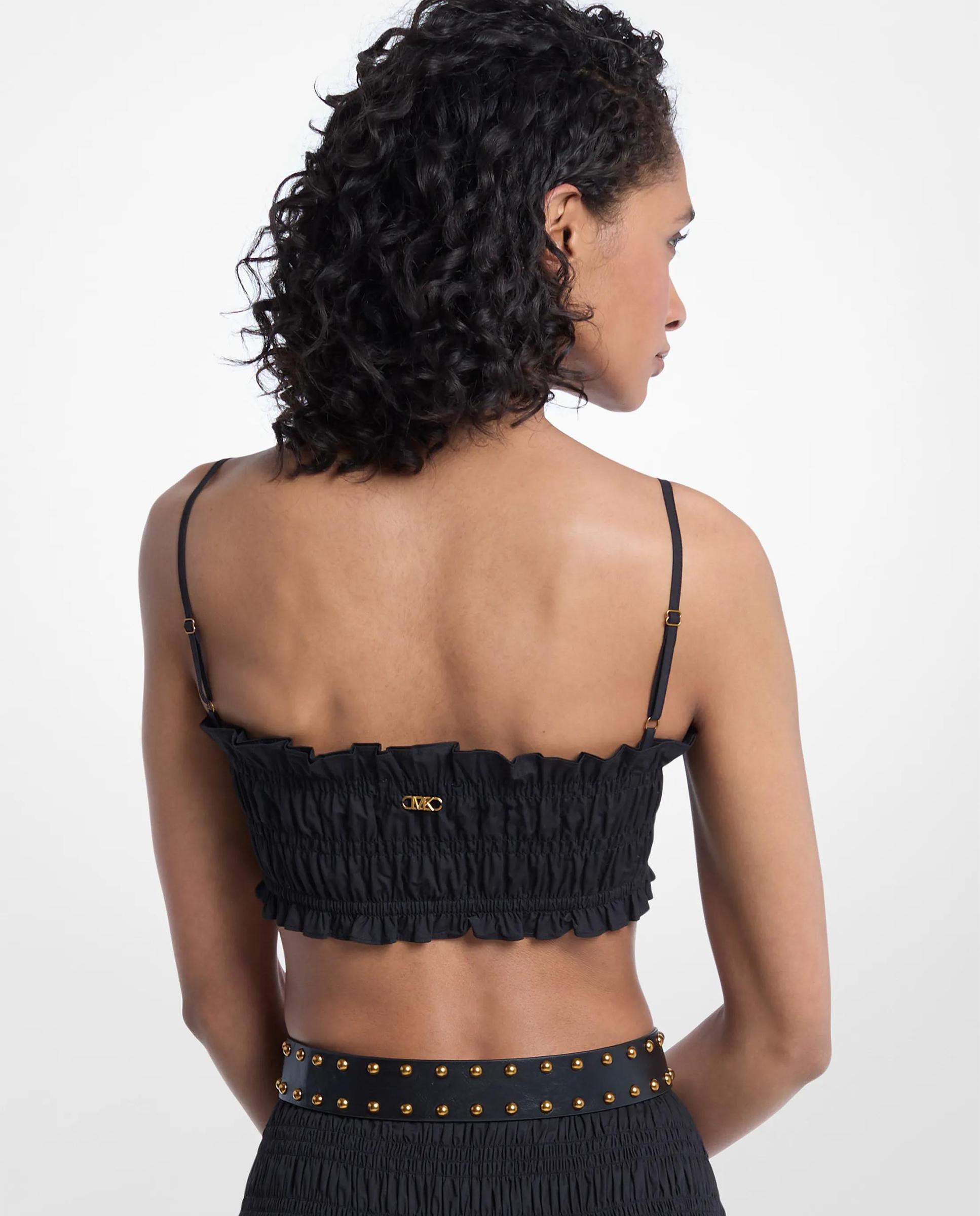 Top de mujer 100% algodón fruncido tipo bralette - Michael Michael Kors - Negro Negro-2