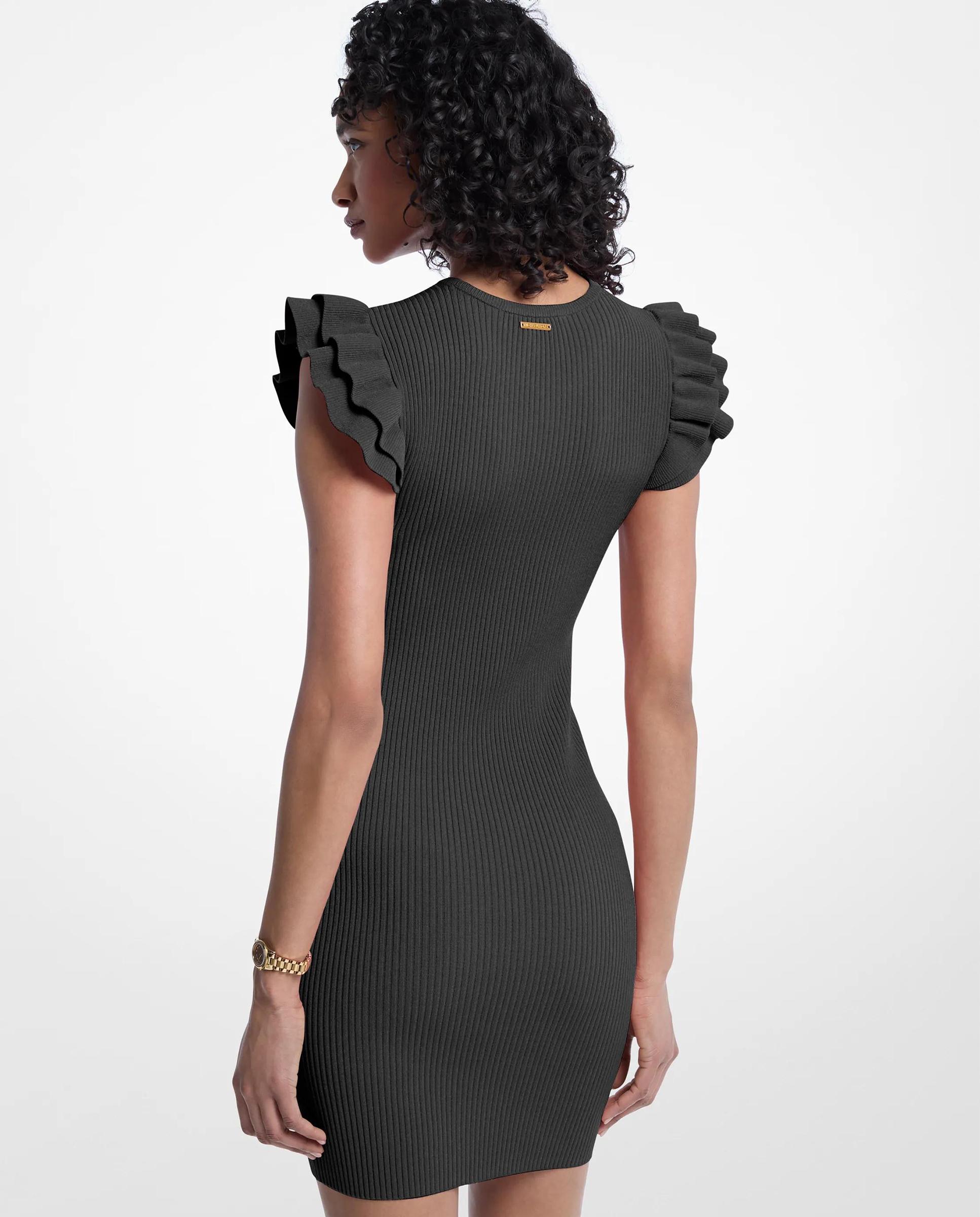 Vestido corto de punto elástico con volantes - Michael Michael Kors - Negro Negro-2