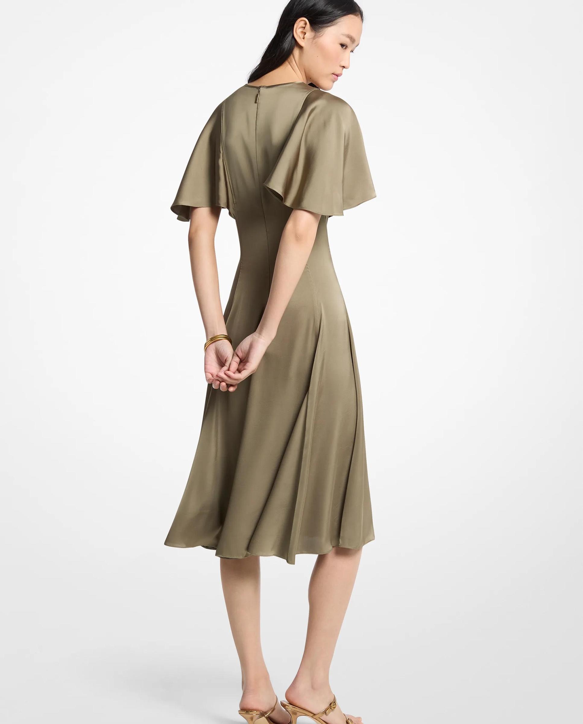 Vestido midi de satén con mangas con vuelo - Michael Michael Kors - Musgo Musgo-2