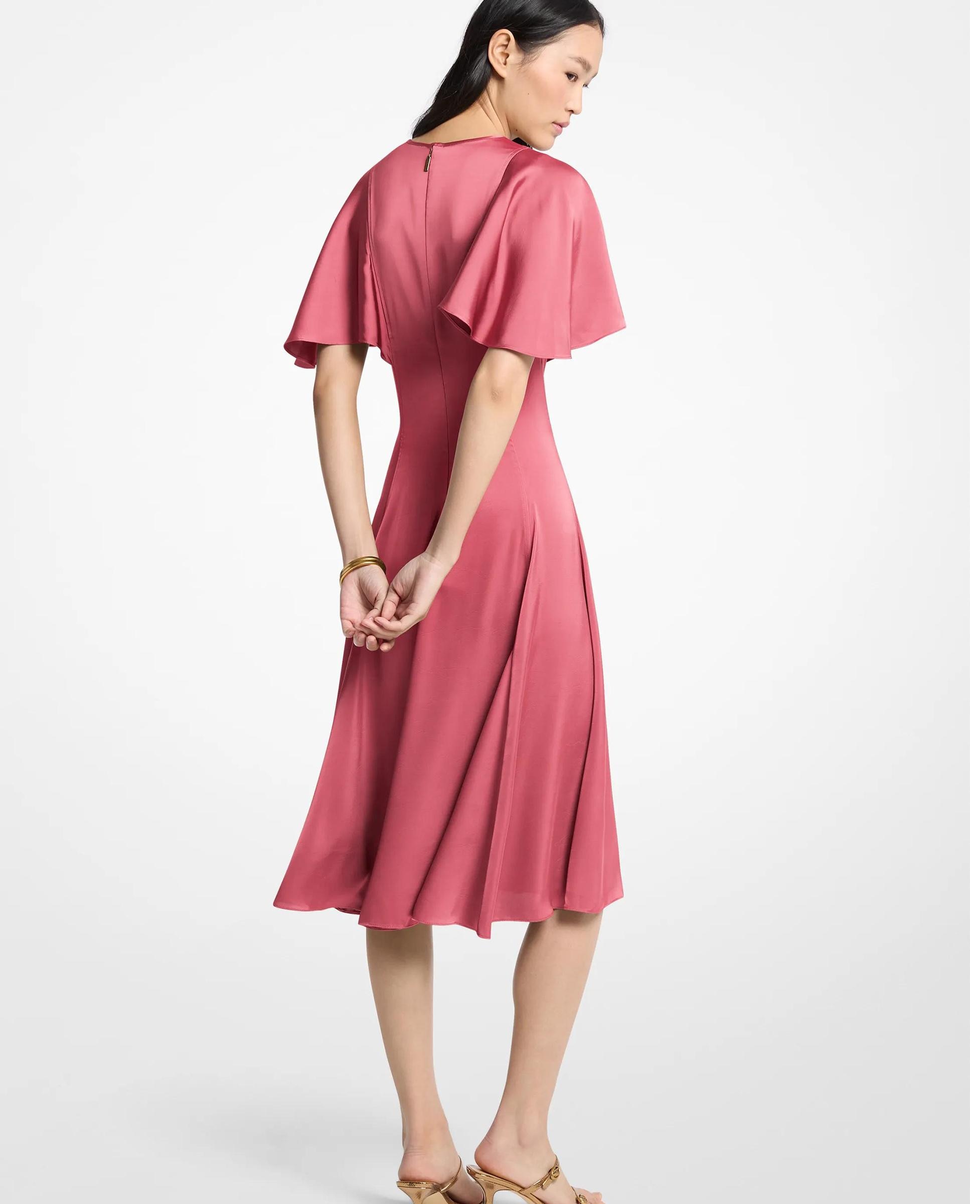 Vestido midi de satén con mangas con vuelo - Michael Michael Kors - Coral Coral-2