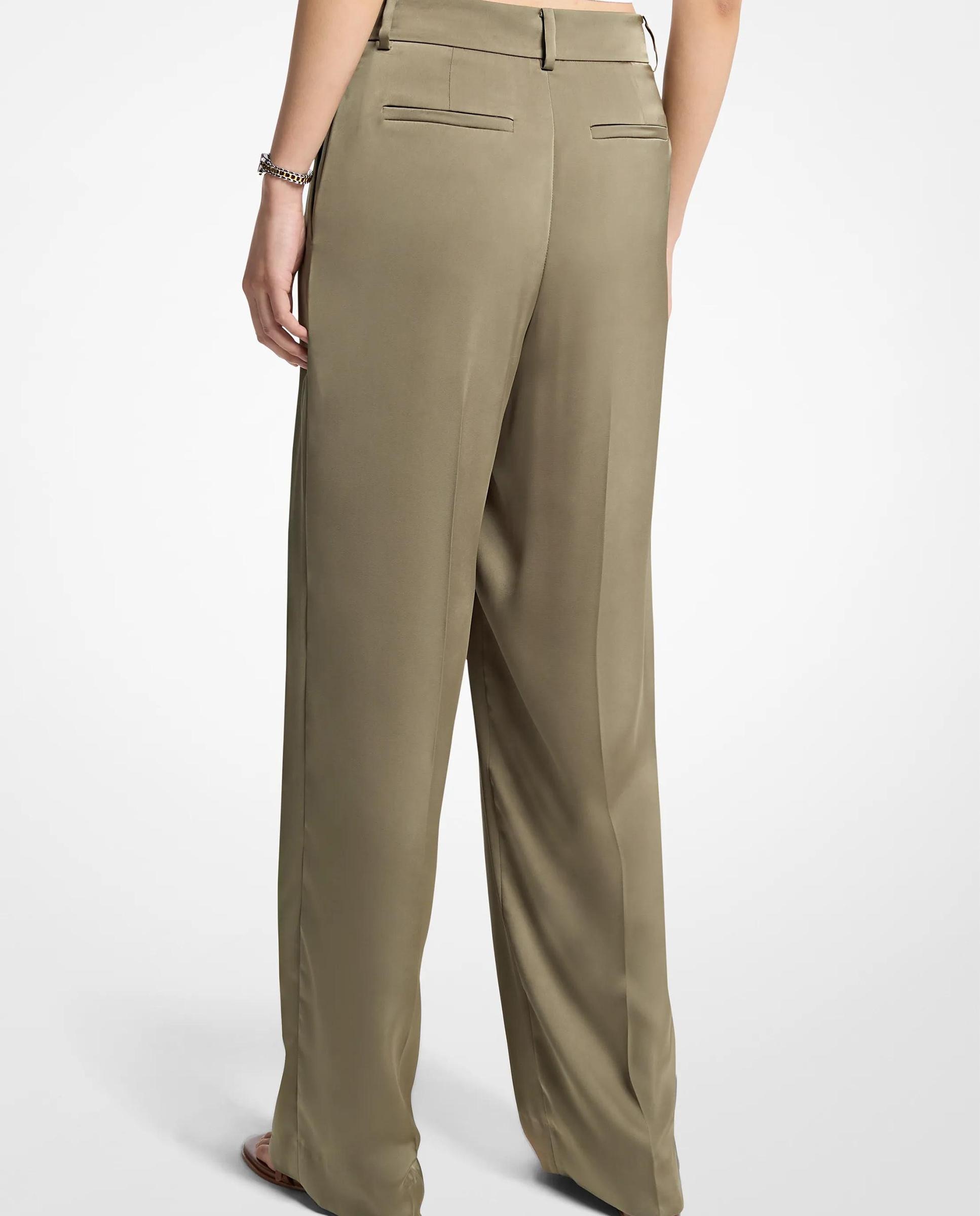 Pantalón ancho de mujer en satén drapeado - Michael Michael Kors - Musgo Musgo-2