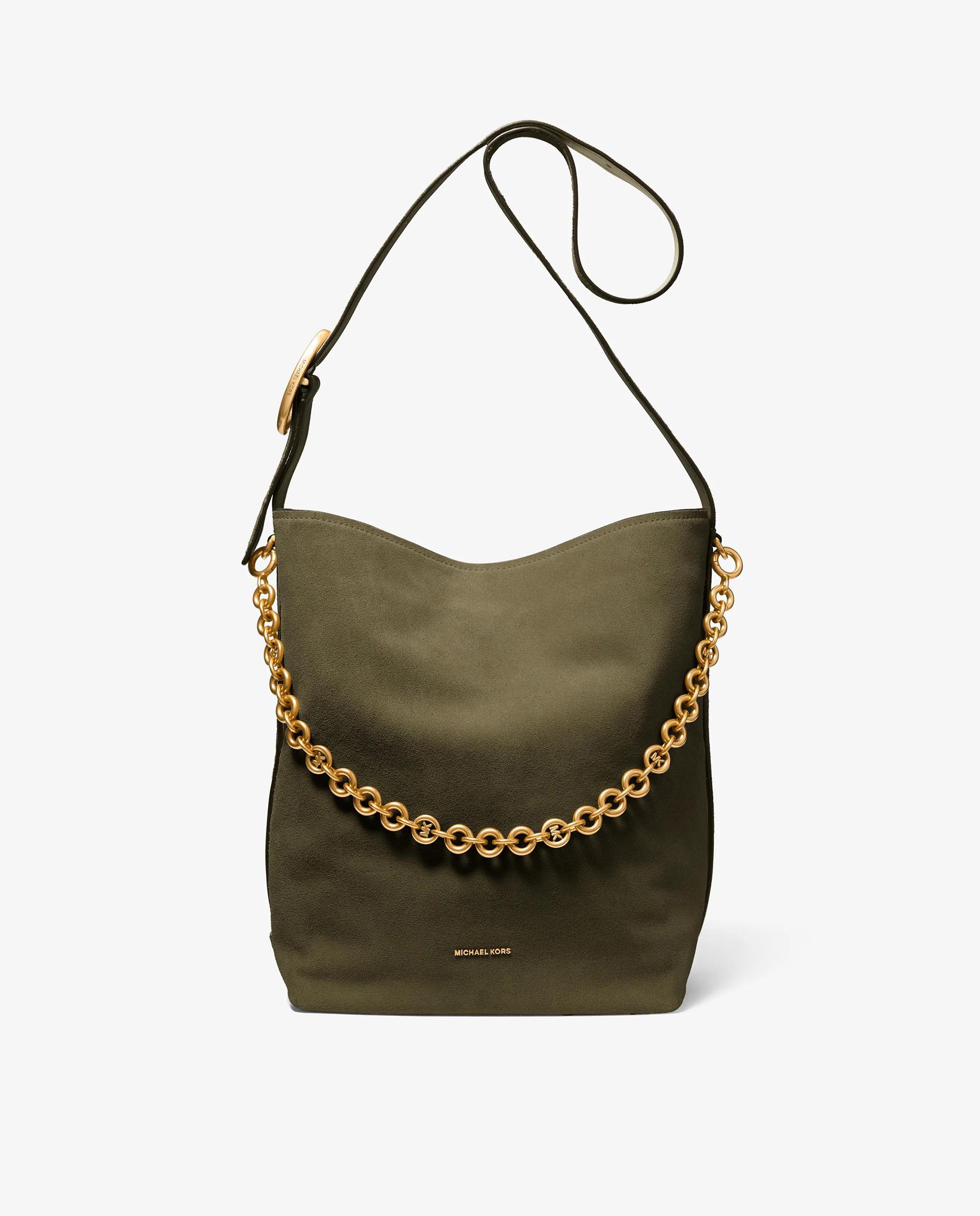 Bolso de hombro tote nolita grande de ante tipo bombonera - Michael Michael Kors - Musgo Musgo-1