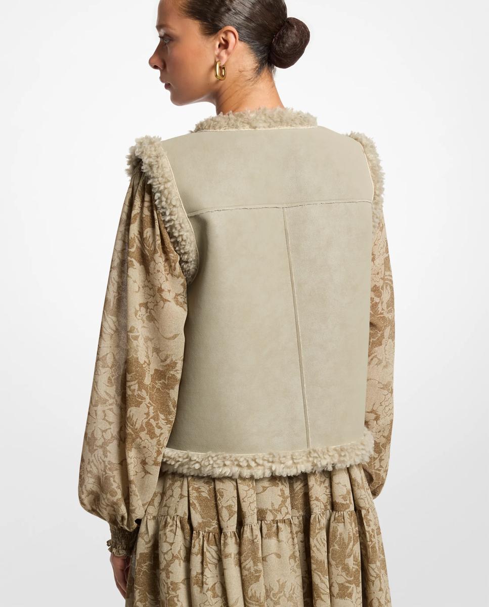 Chaleco de mujer de borreguito sintético - Michael Michael Kors - Beige Beige-2