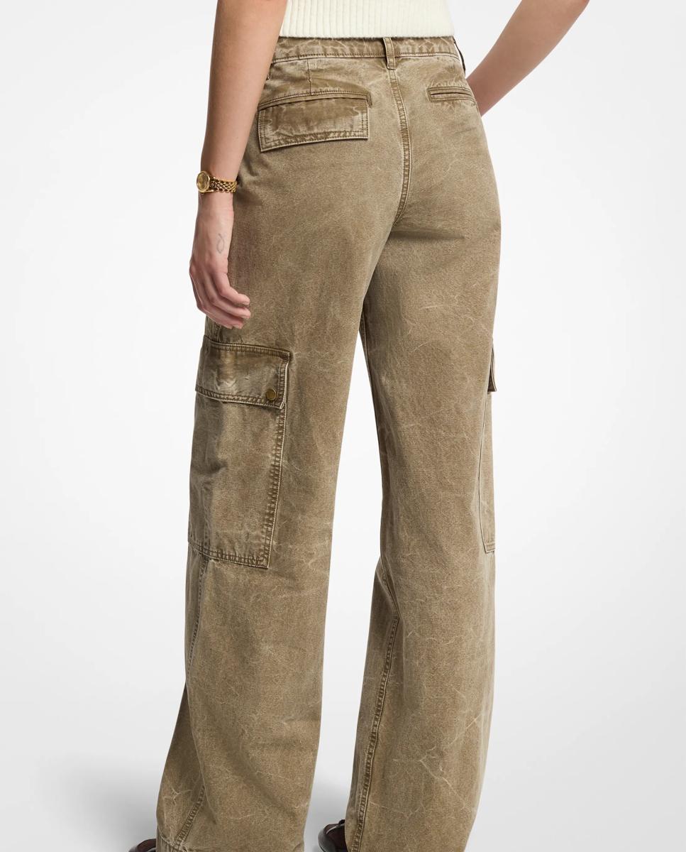Vaquero recto de mujer estilo cargo con efecto teñido - Michael Michael Kors - Verde cadete Verde cadete-2