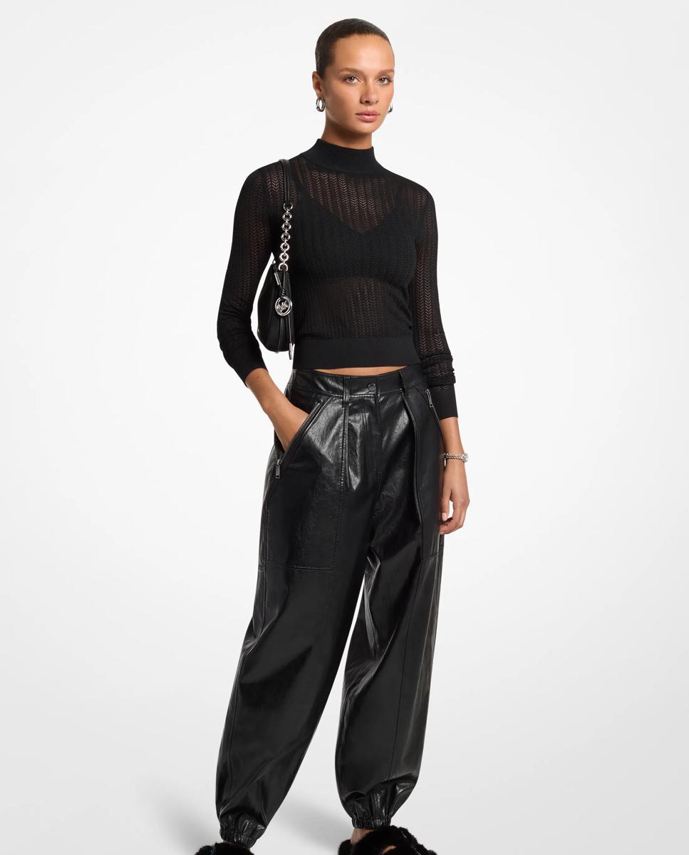 Pantalón jogger de mujer efecto piel - Michael Michael Kors - Negro Negro-1