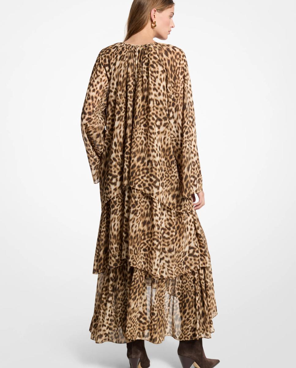 Vestido midi de corte asimétrico con estampado de leopardo - Michael Michael Kors - Marrón claro Marrón claro-2