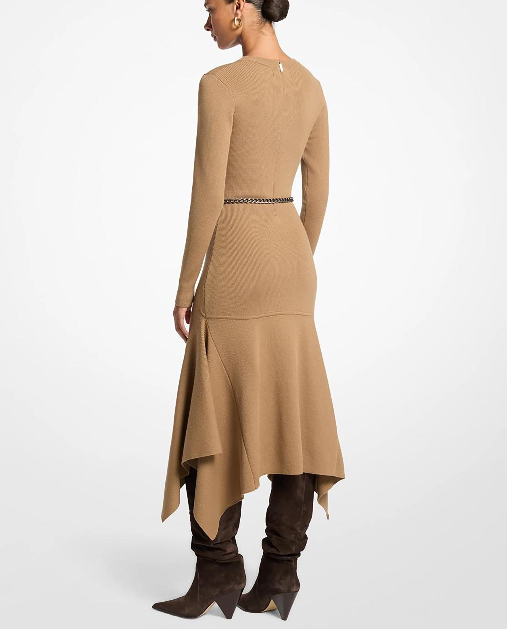 Vestido midi de lana elástica con corte asimétrico - Michael Michael Kors - Marrón claro Marrón claro-2