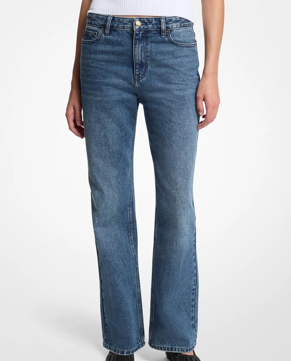 Vaquero recto de mujer 100% algodón de tiro medio - Michael Michael Kors - Azul índigo Azul índigo-1