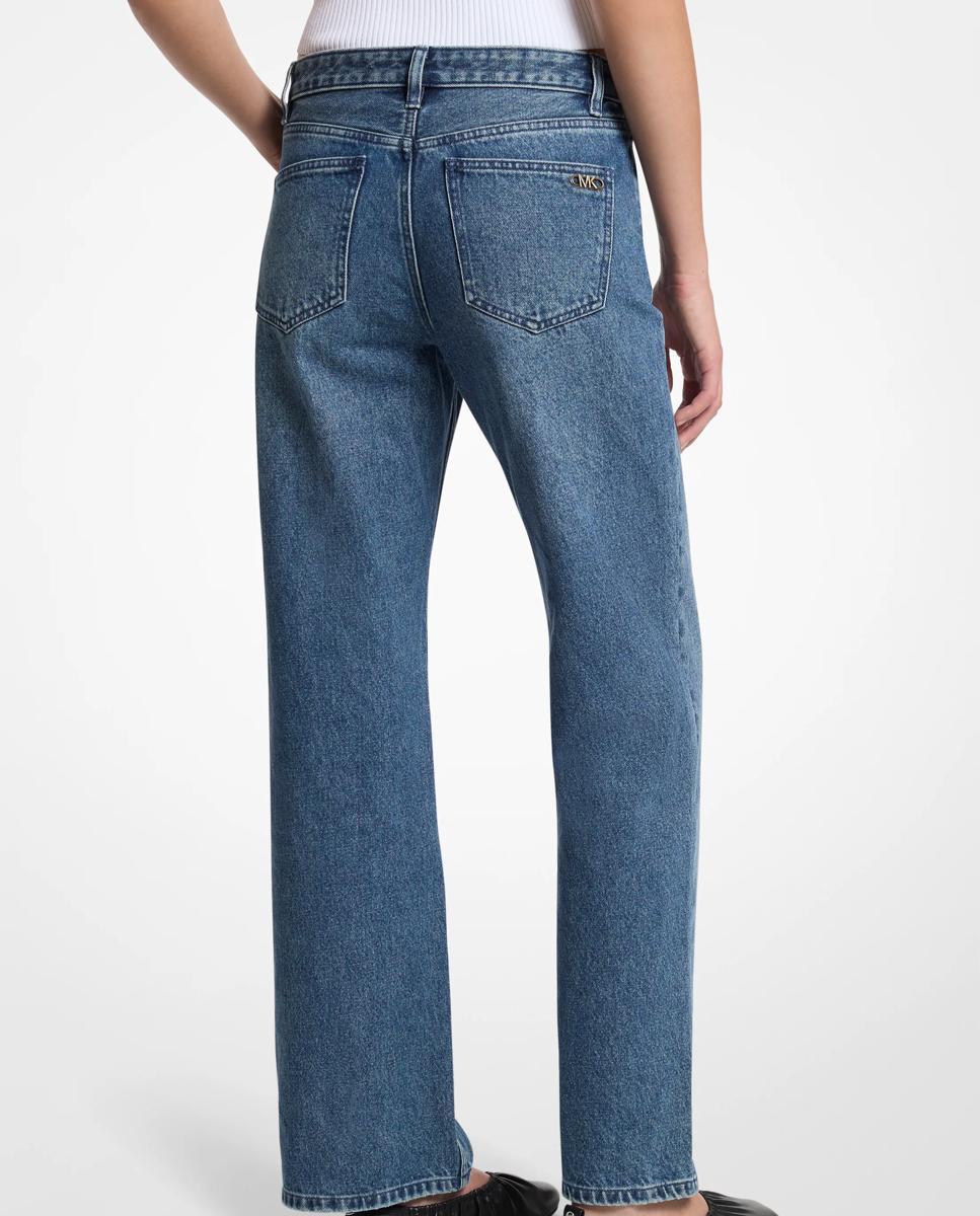 Vaquero recto de mujer 100% algodón de tiro medio - Michael Michael Kors - Azul índigo Azul índigo-2