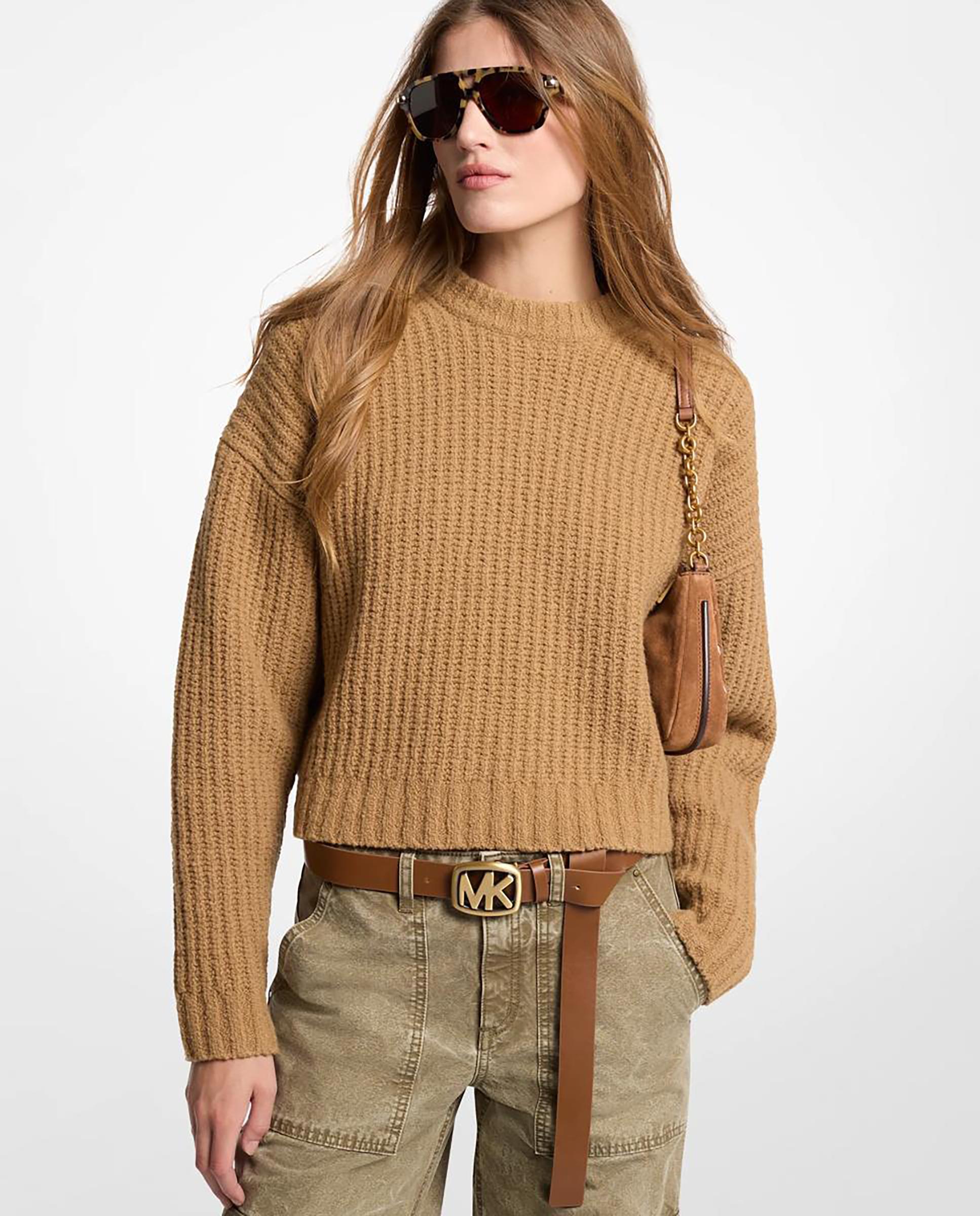 Imagen 0 de Jersey de mujer de lana de punto grueso Marrón claro