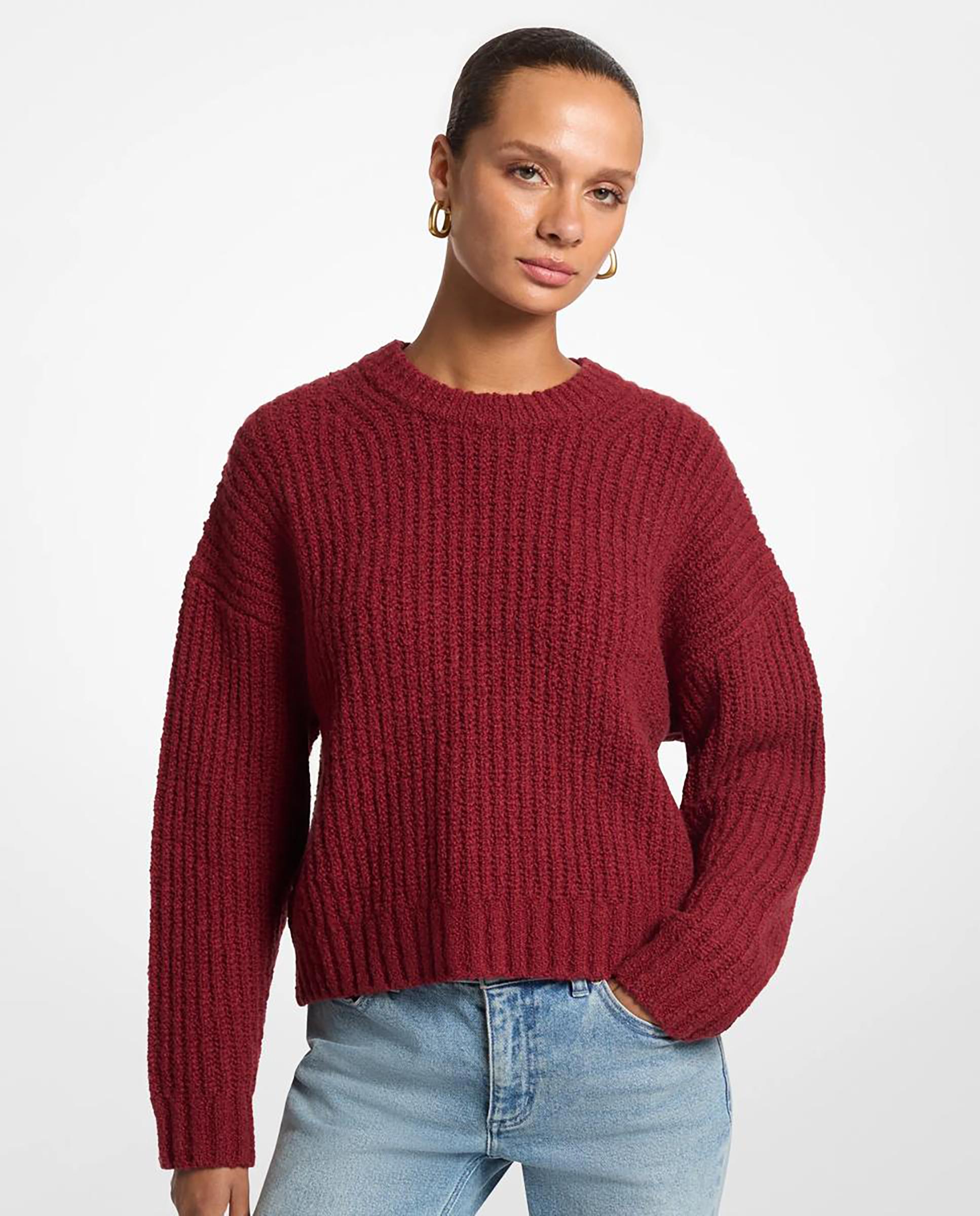 Jersey de mujer de lana de punto grueso - Michael Michael Kors - Borgoña Borgoña-1