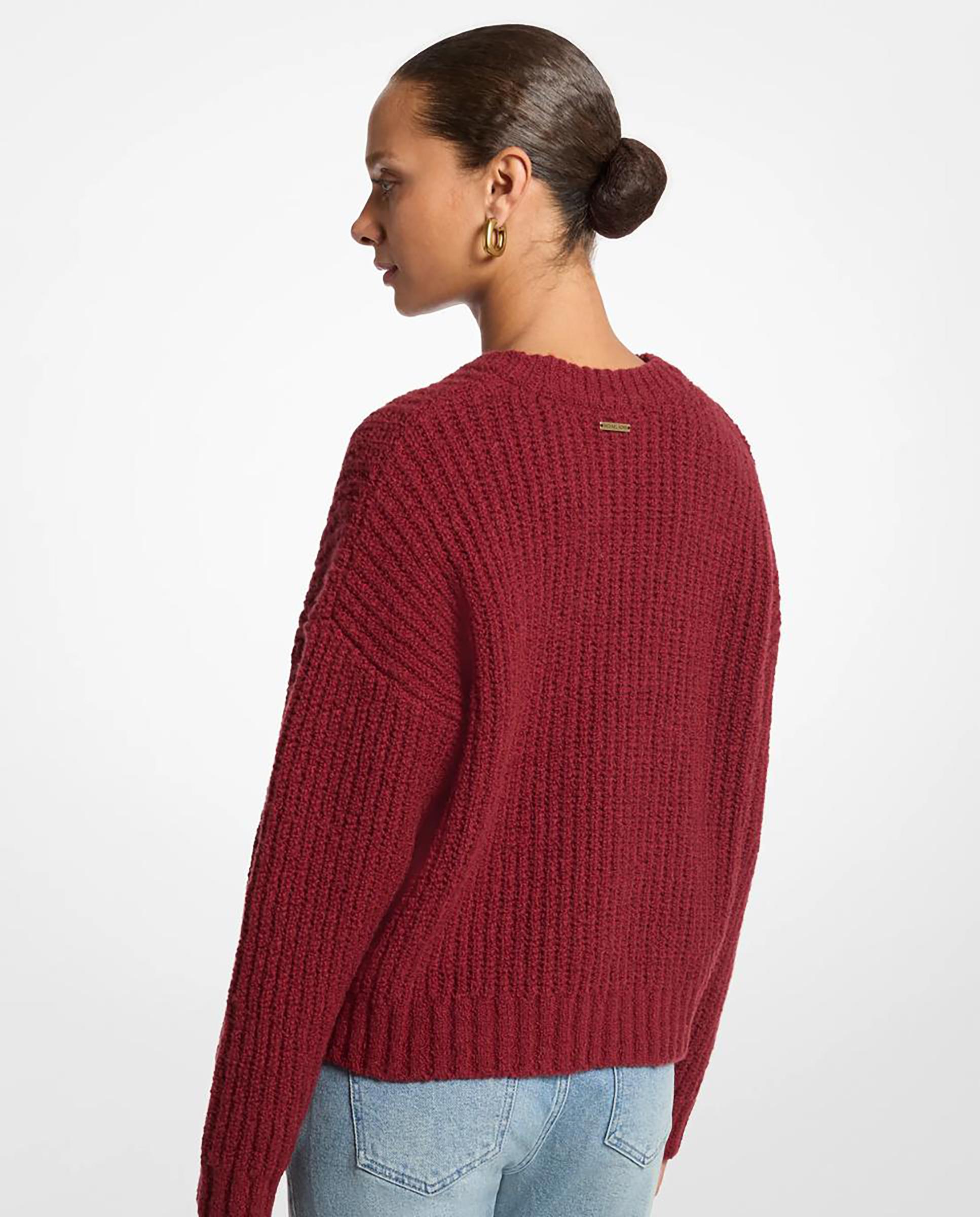 Jersey de mujer de lana de punto grueso - Michael Michael Kors - Borgoña Borgoña-2