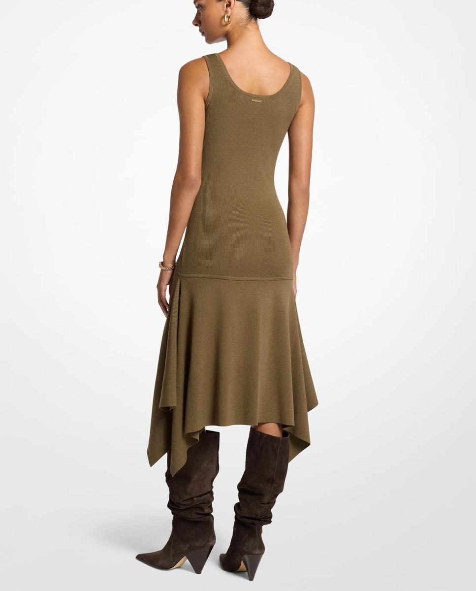 Vestido midi de punto elástico sin mangas - Michael Michael Kors - Verde pardo Verde pardo-2
