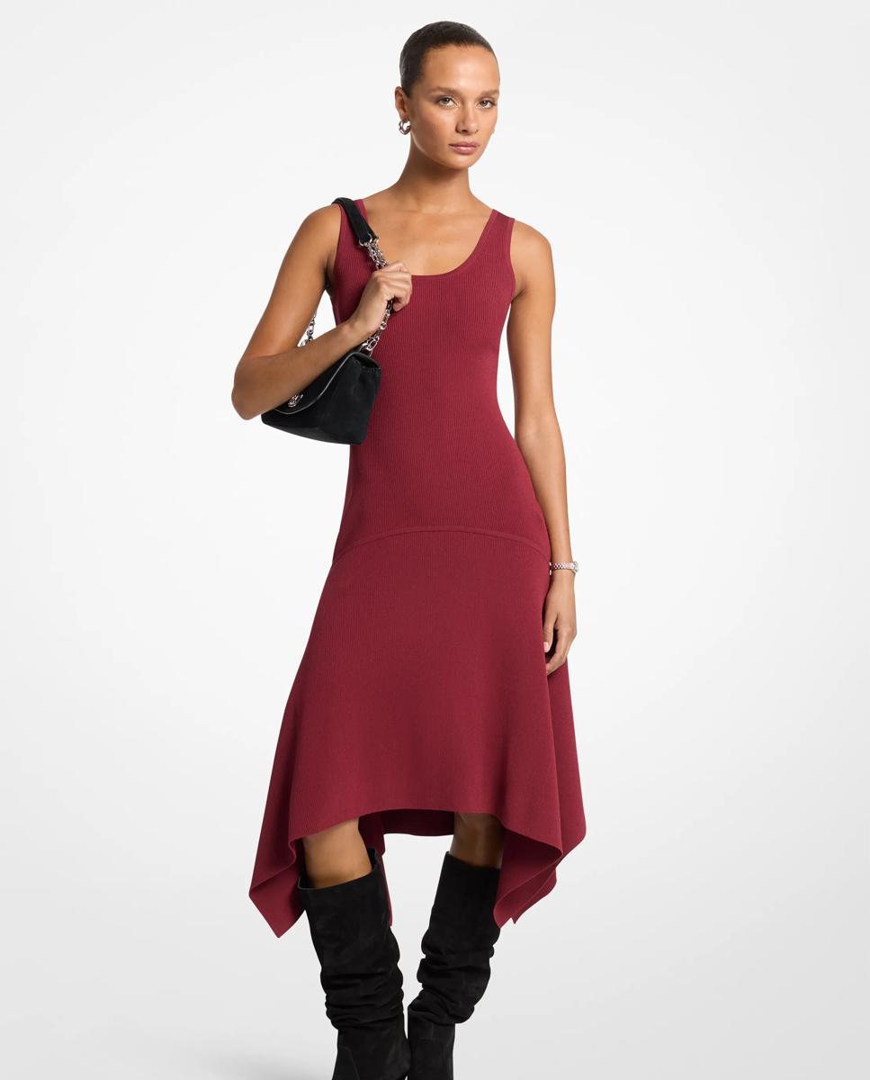 Vestido midi de punto elástico sin mangas - Michael Michael Kors - Vino Vino-1