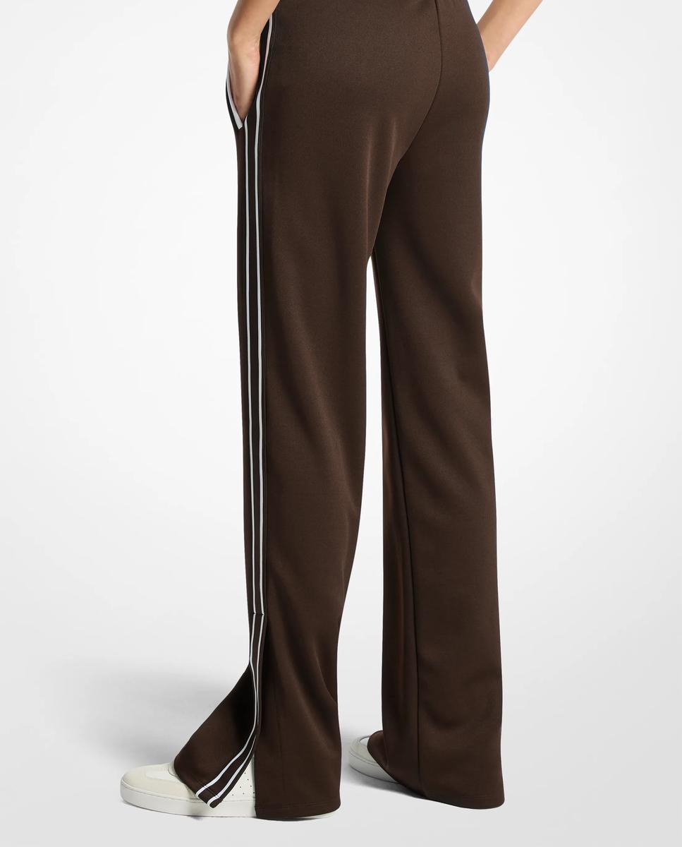 Imagen 2 de Pantalón ancho de mujer deportivo de piqué con ribetes en contraste - Michael Michael Kors - Marrón chocolate Marrón chocolate