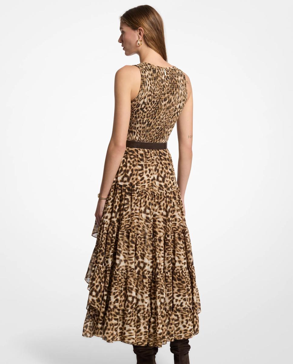 Imagen 2 de Vestido asimétrico de georgette con estampado de leopardo - Michael Michael Kors - Marrón Marrón