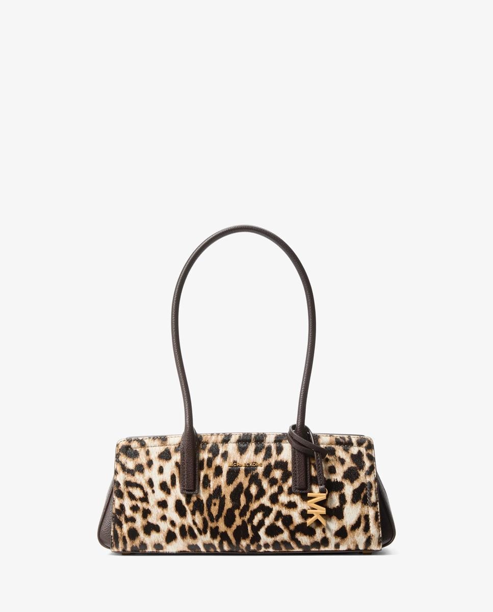 Bolso de hombro laila pequeño de pelo de becerro con estampado de leopardo - Michael Michael Kors - Marrón Marrón-1
