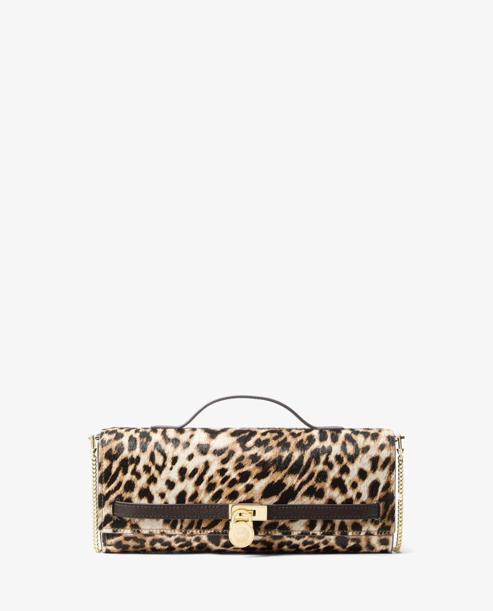 Imagen 0 de Bolso de mano hamilton mediano de pelo con estampado transformable Marrón claro