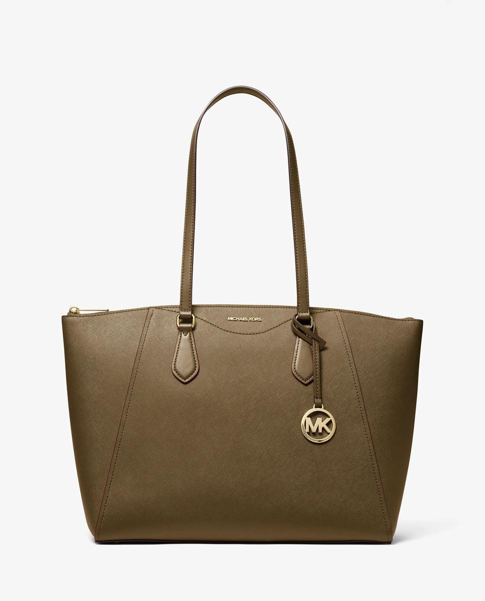 Imagen 1 de Bolso shopper tote lorita grande de piel saffiano Kaki