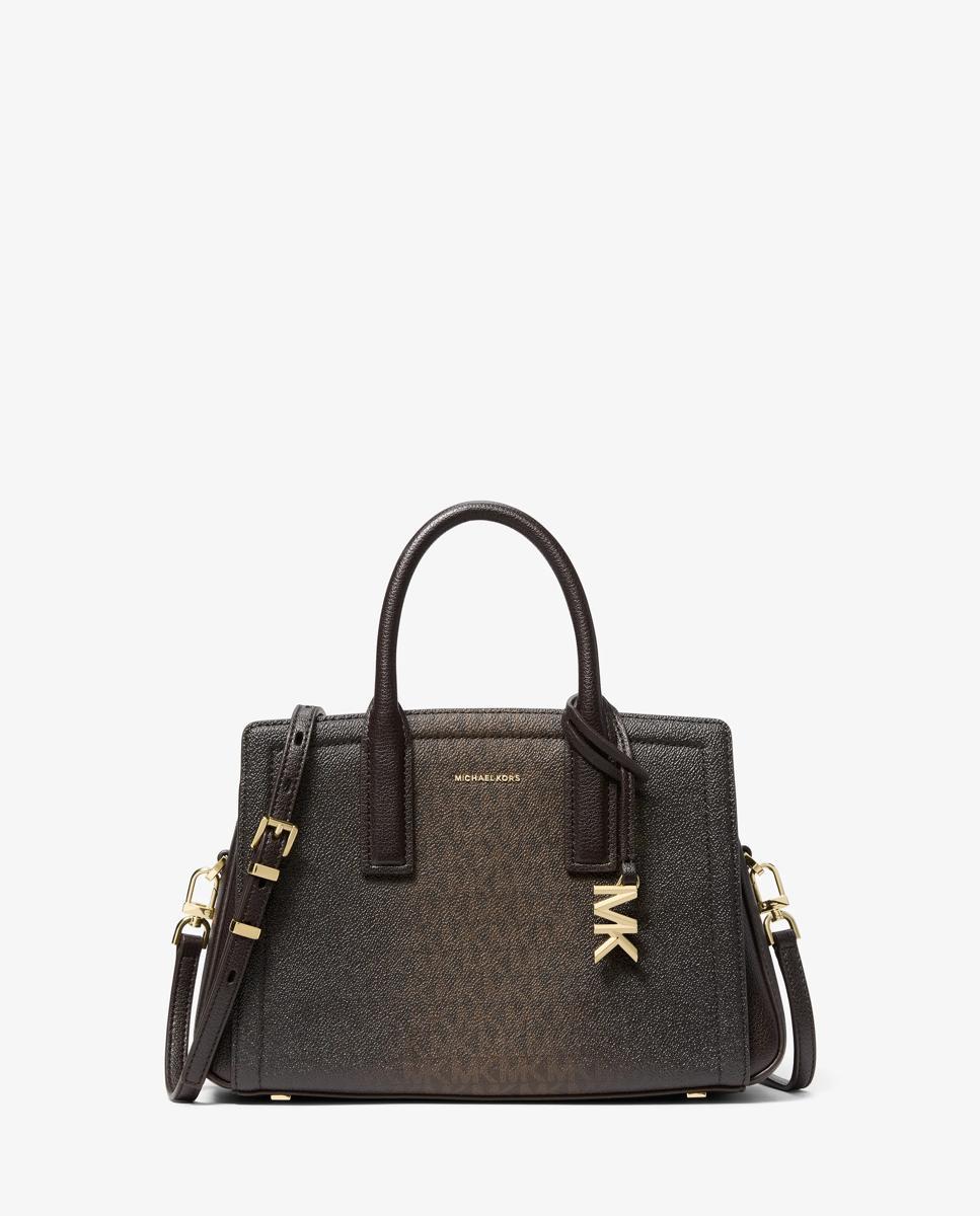 Bandolera de mujer satchel laila pequeño con logotipo - Michael Michael Kors - Marrón oscuro Marrón oscuro-1