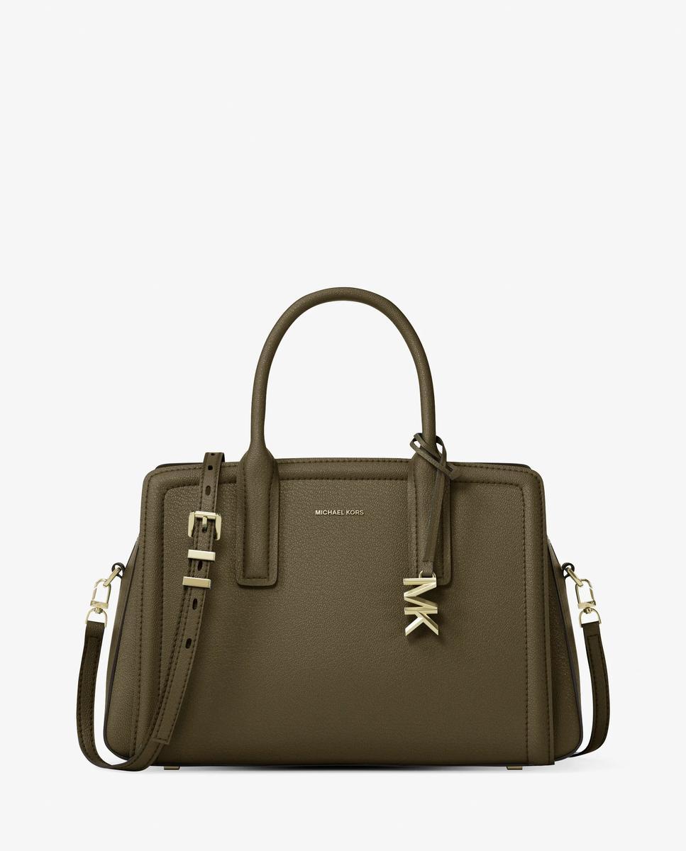 Imagen 1 de Bandolera de mujer satchel laila mediano de piel - Kaki Kaki
