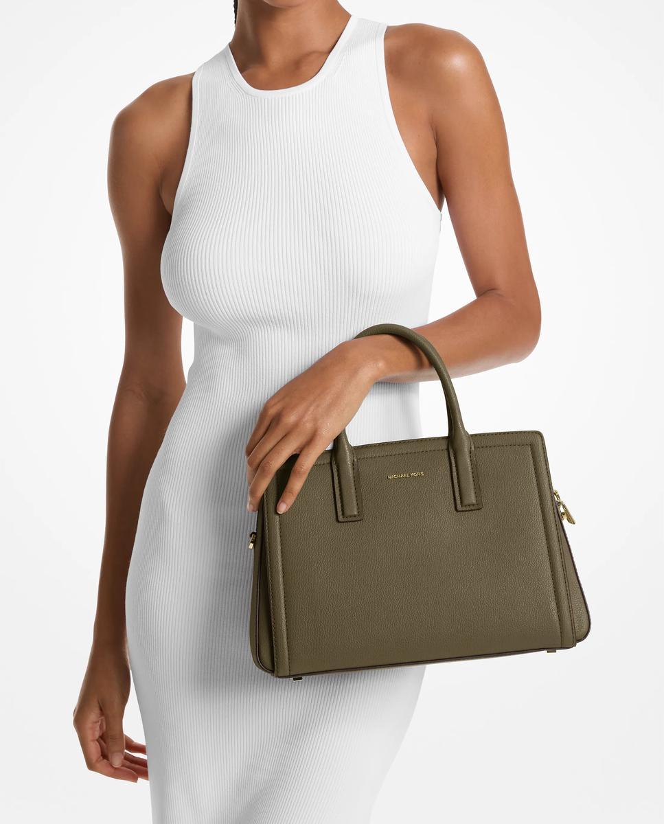 Imagen 2 de Bandolera de mujer satchel laila mediano de piel - Kaki Kaki