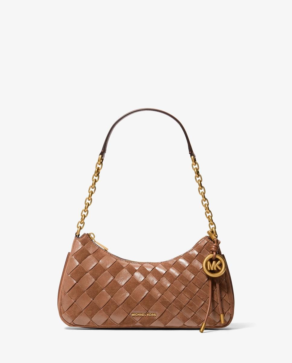Bolso de hombro nolita mediano de piel trenzada a mano con cadena - Michael Michael Kors - Marrón Marrón-1